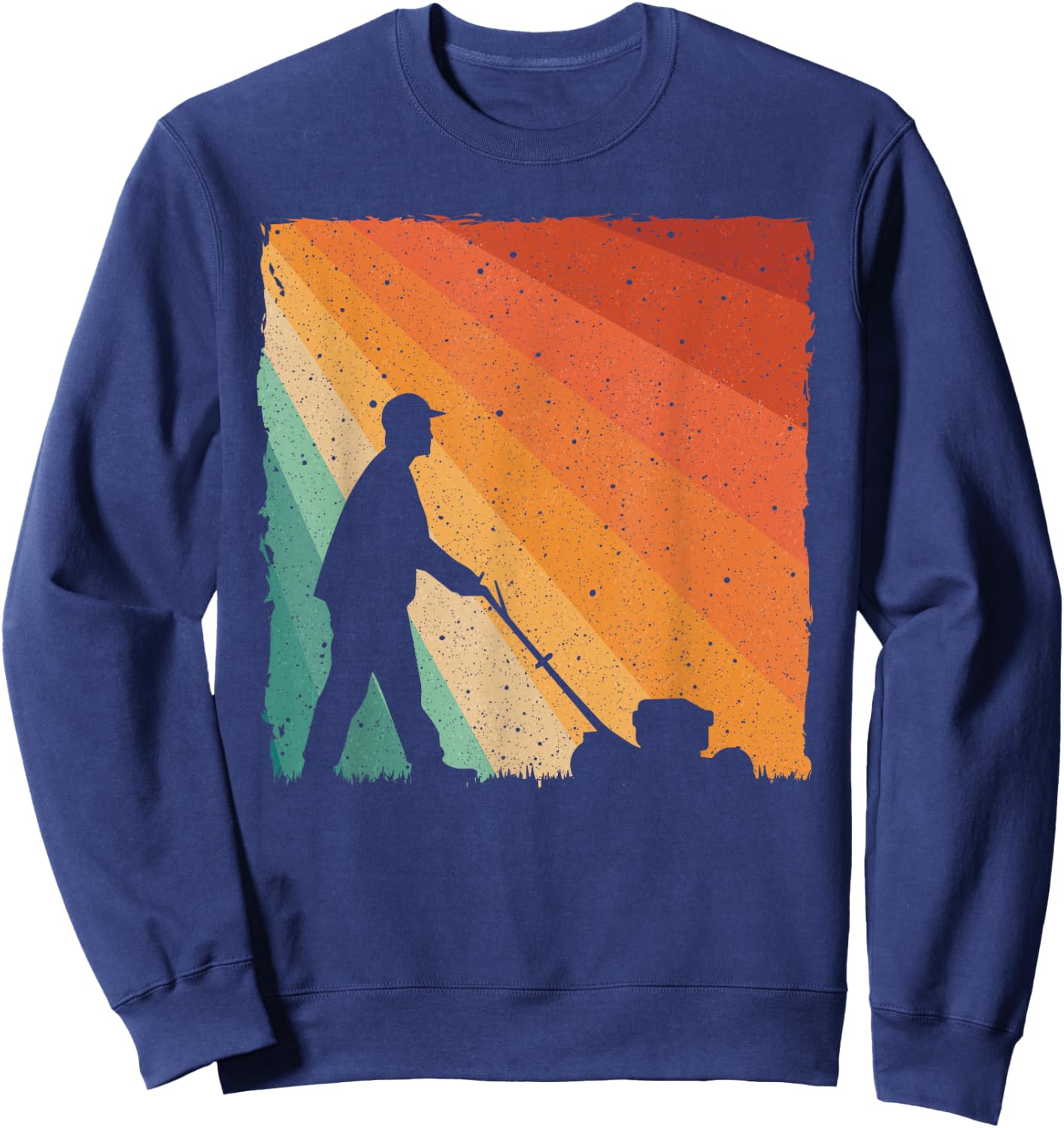 Cool Vintage Landscaper Art Dad Lawn Mower Lawn Care Sweatshirt - Sweatshirt | Navy