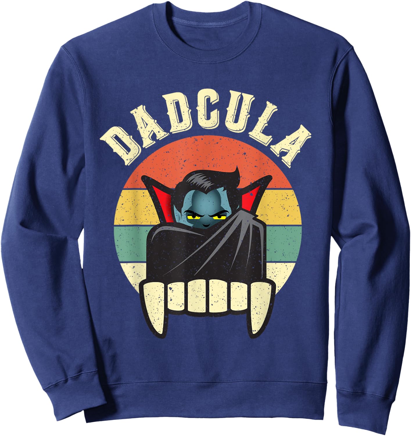 Dadcula Daddy Matching Family Halloween Dad Retro Vintage Sweatshirt - Sweatshirt | Navy