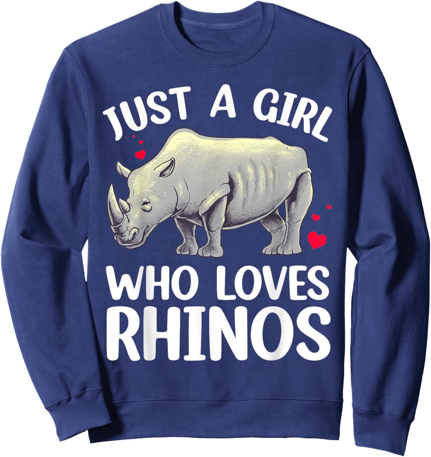Cool Rhino Art Girls Zoo Rhinoceros Chubby Unicorn Sweatshirt - Sweatshirt | Navy