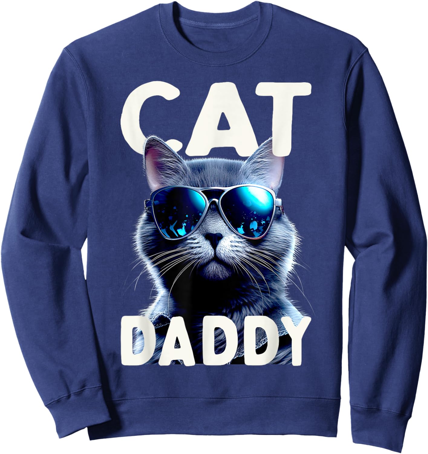 Cat Daddy Cats Dad Father Tomcat Daddy Fathers Day Cat Women Girls Kids Sweatshirt - Sweatshirt | Navy