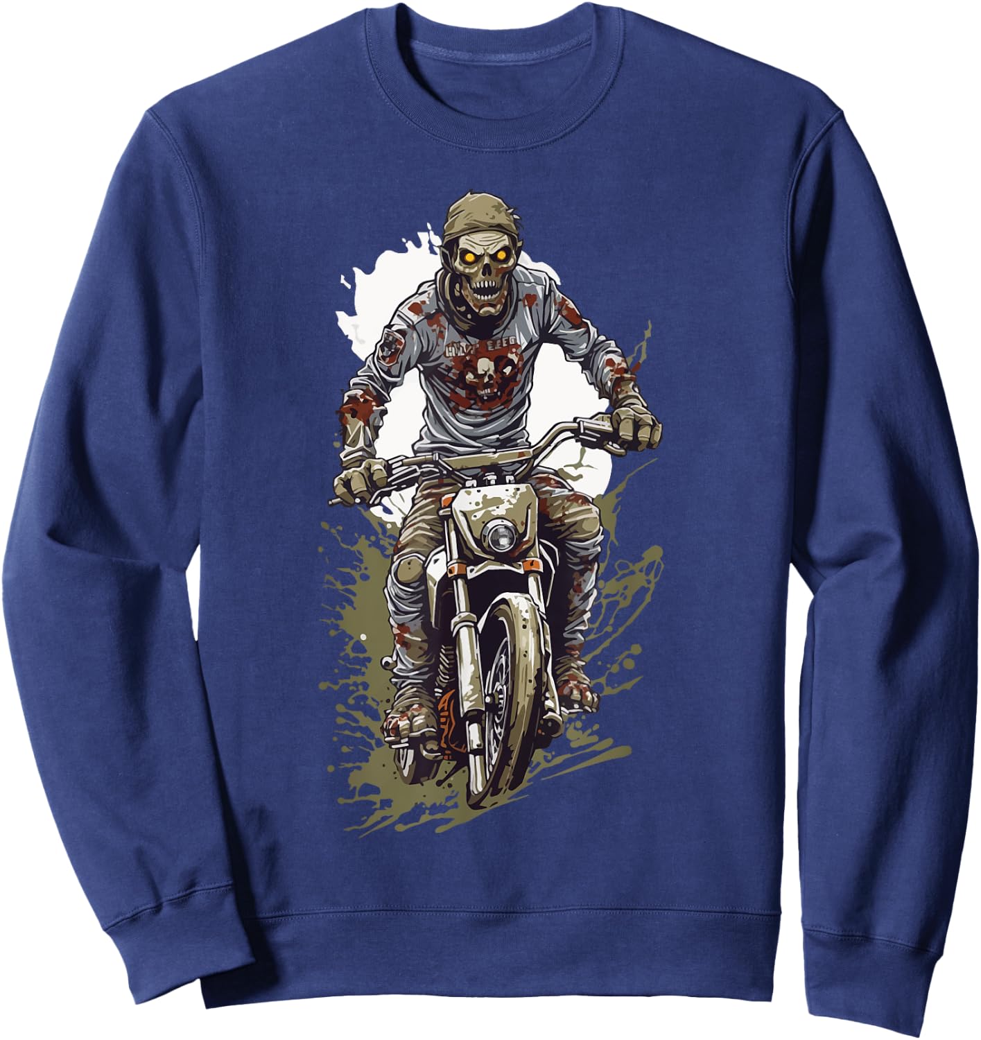 Zombie Motocross Halloween Biker Cool Costume Design Sweatshirt - Sweatshirt | Navy