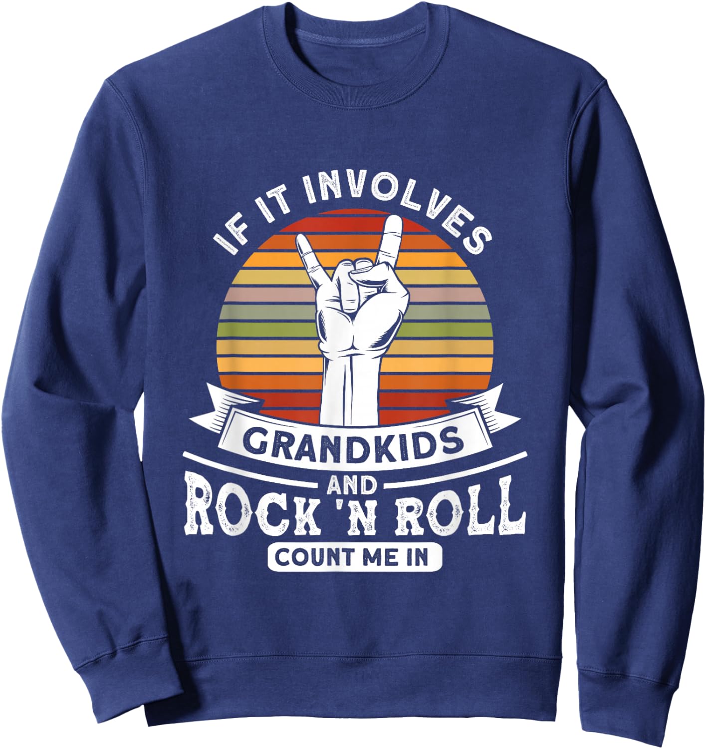 Grandkids And Rock 'n Roll Rock N Roll Guitar Sweatshirt - Sweatshirt | Navy