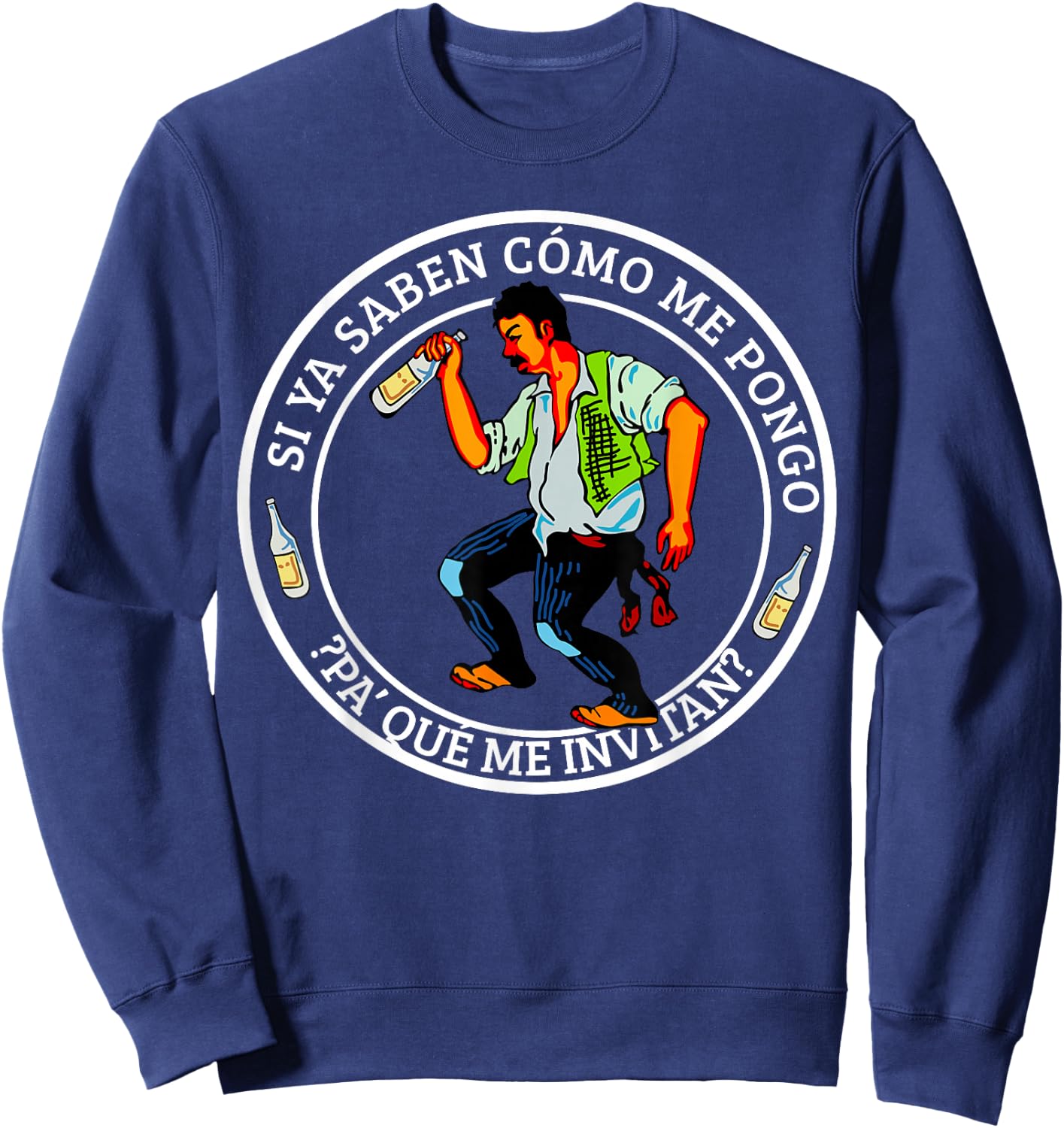 Funny Borracho Mexican Fiesta Party Mexico Independence Day Sweatshirt - Sweatshirt | Navy
