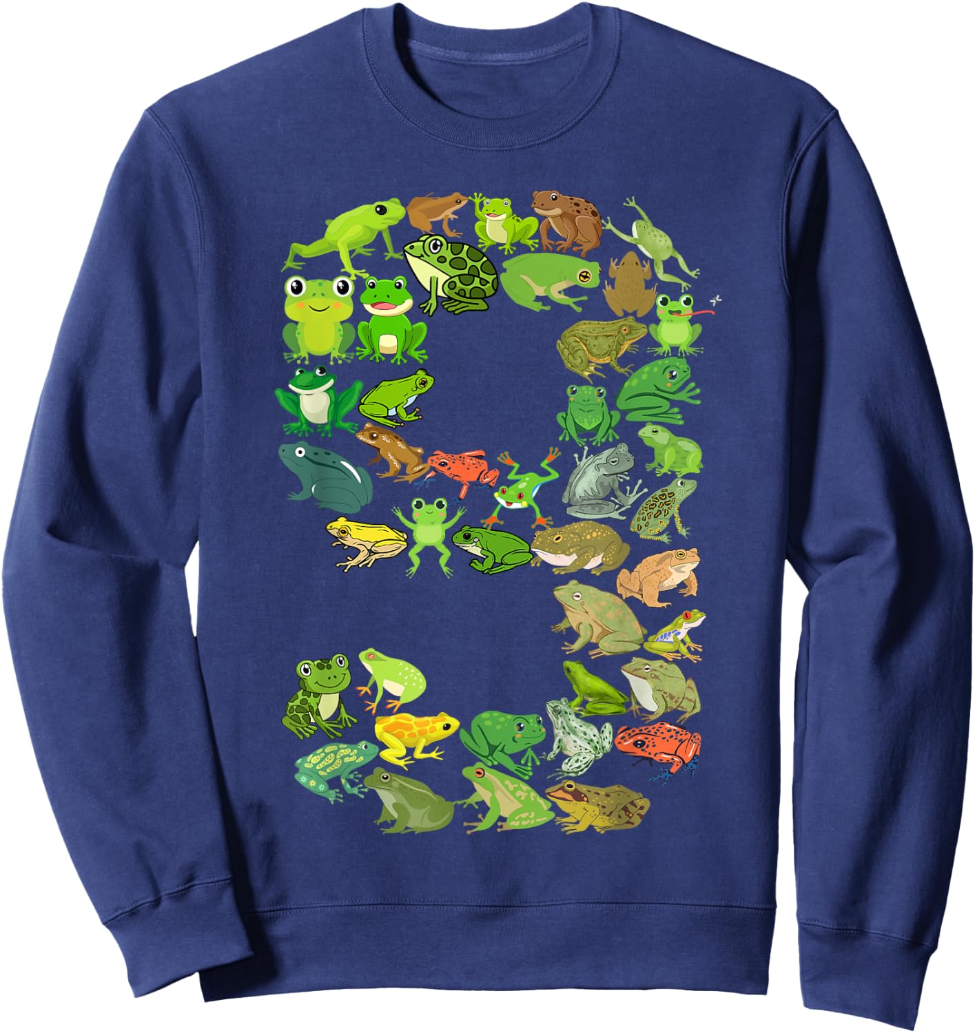 Cute 9th Birthday Frog Themed 9 Year Old Kids Frog Lover Sweatshirt - Sweatshirt | Navy