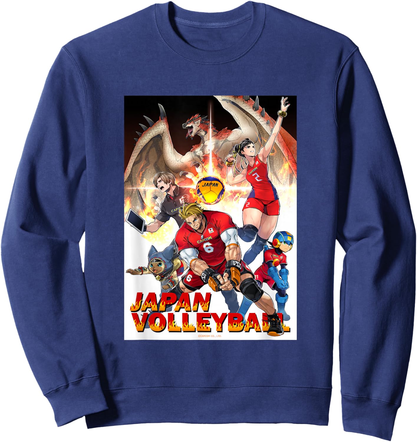 Japan National Volleyball Team x Capcom Collaboration Sweatshirt - Sweatshirt | Navy