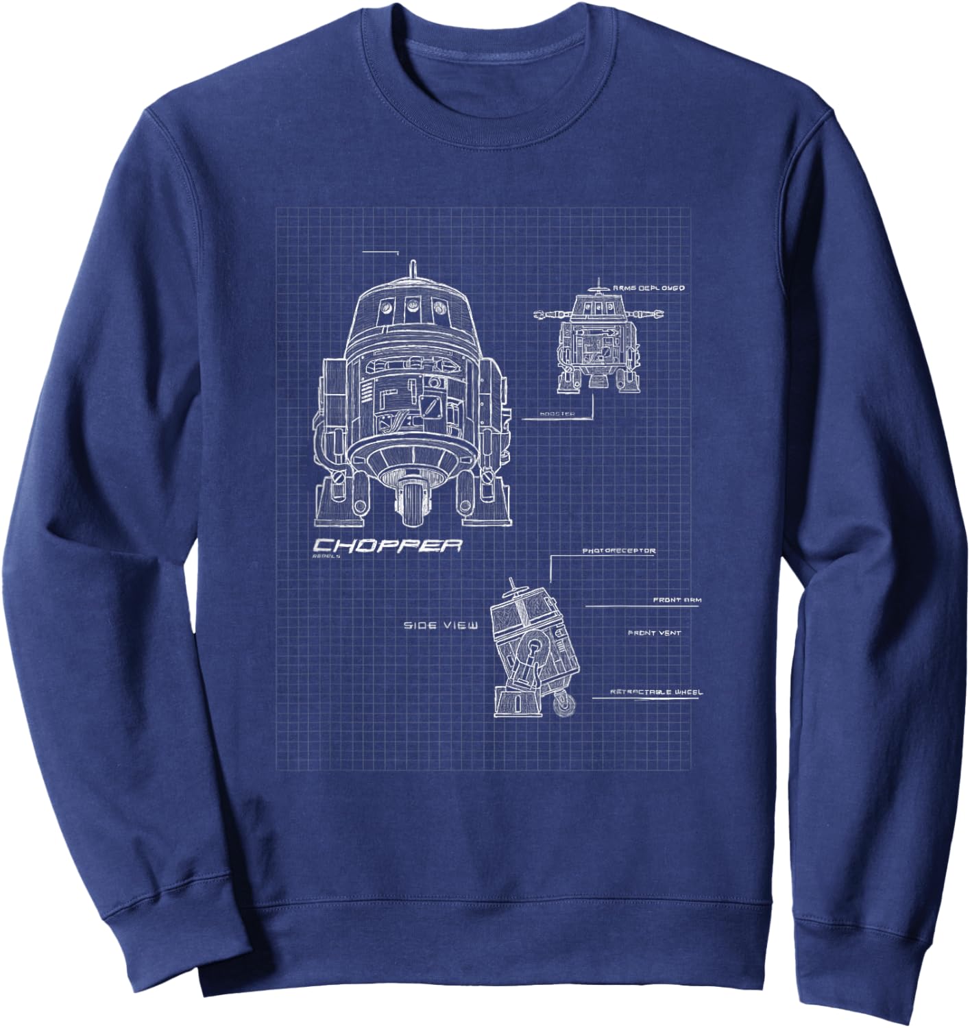 Star Wars Rebels Chopper Specs Blueprints Sweatshirt - Sweatshirt | Navy