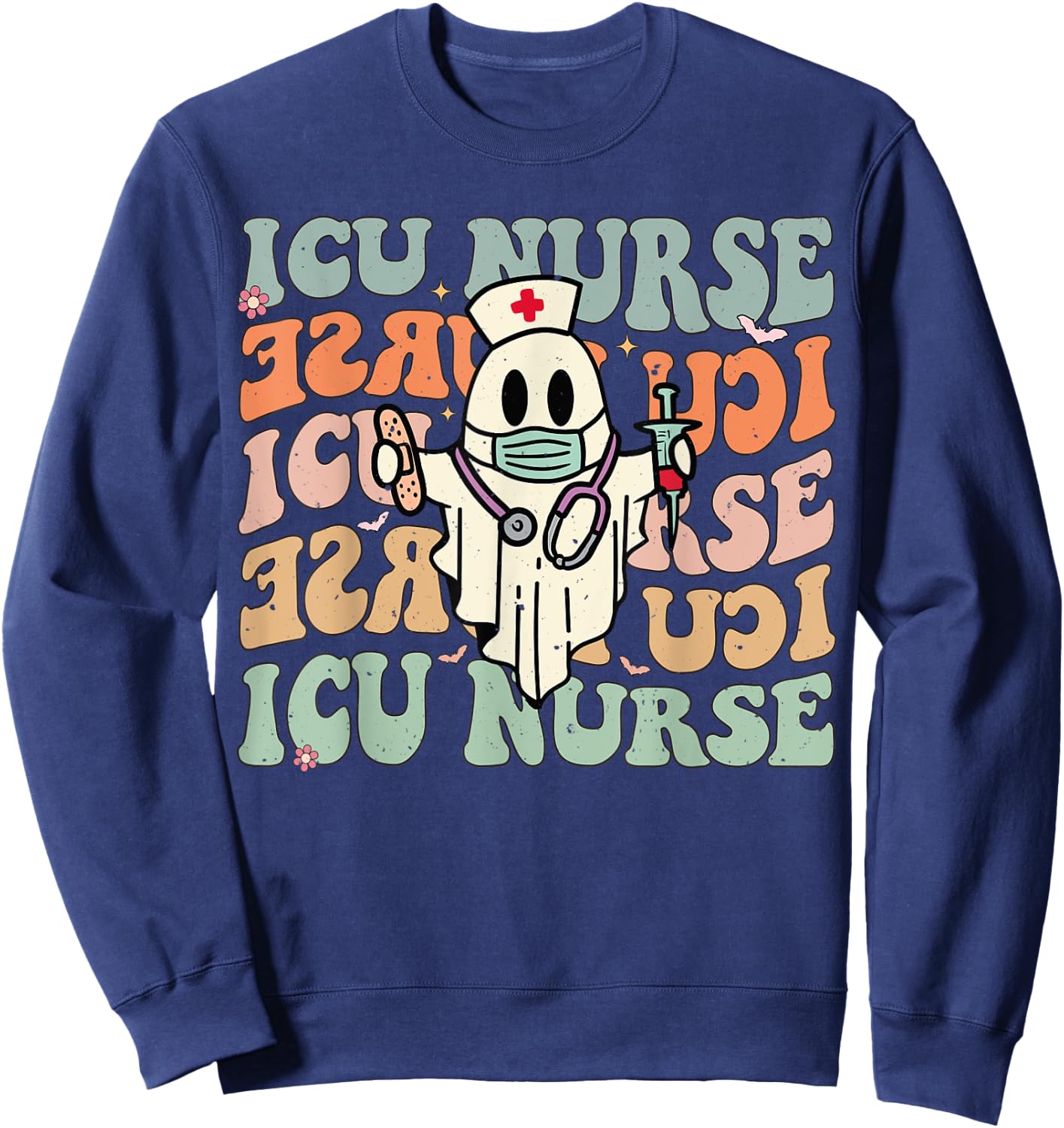 Critical Care Nurse ICU Neonatal Groovy Halloween Nursing Sweatshirt - Sweatshirt | Navy