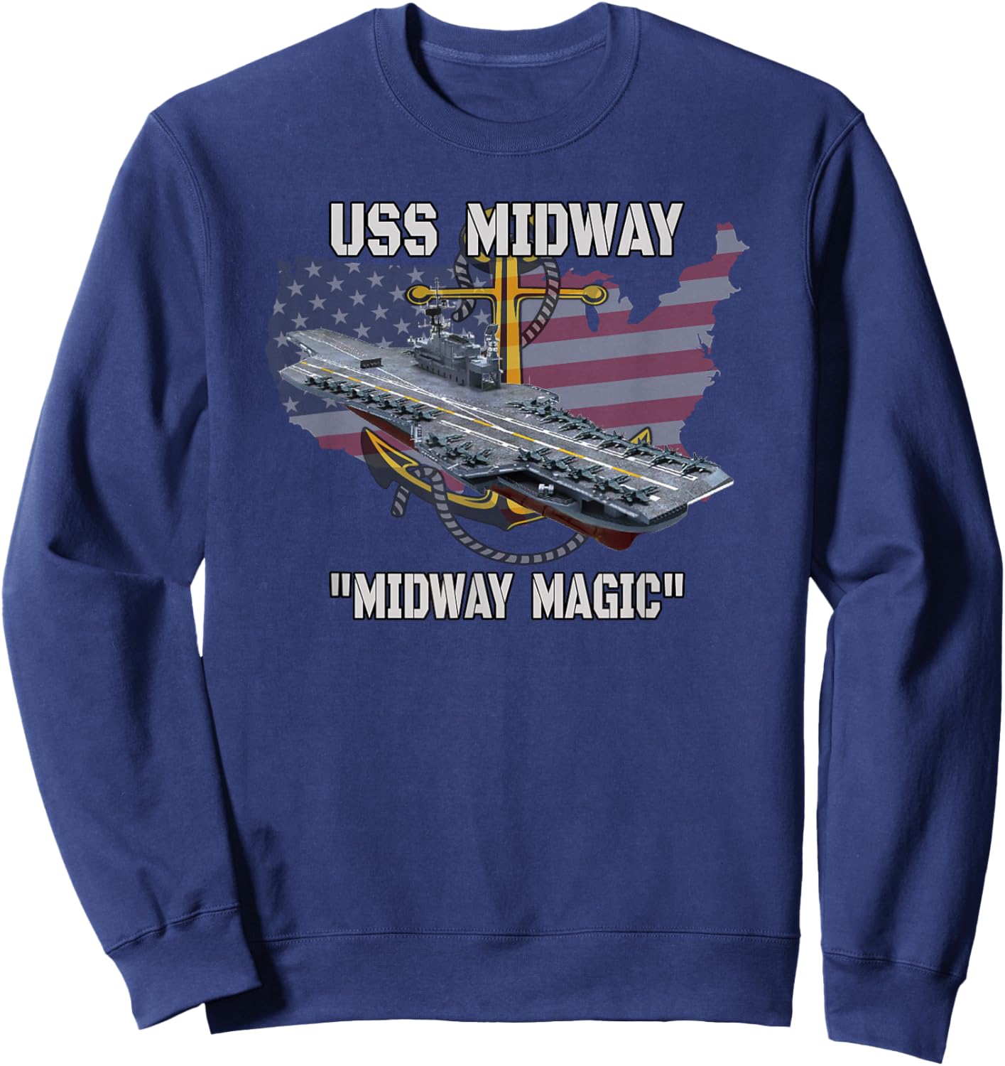 Aircraft Carrier USS Midway CVA-41 CVB-41 Veteran Sailor Dad Sweatshirt - Sweatshirt | Navy