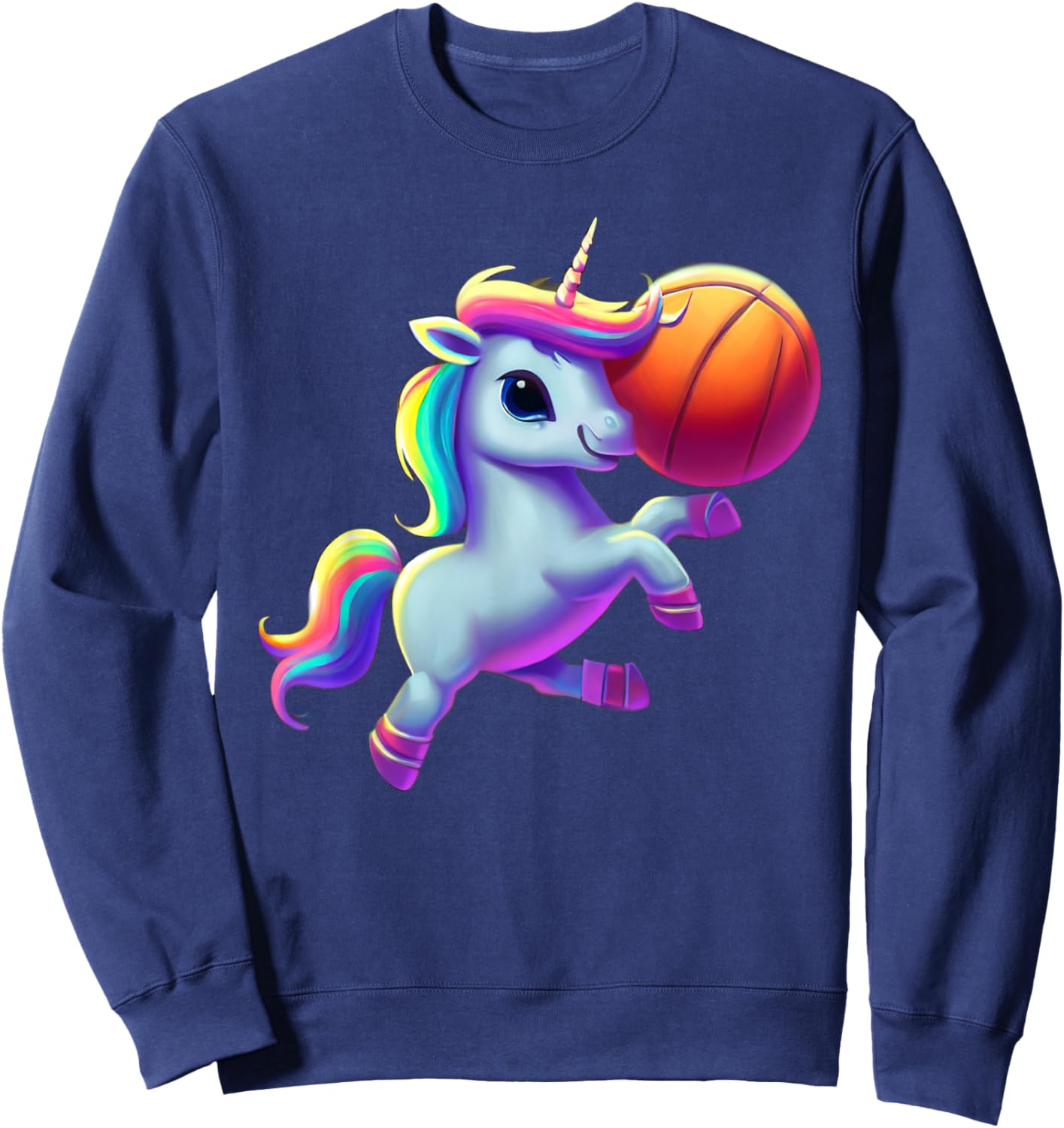 Unicorn Playing Basketball Cool Funny Unicorns Basketball Sweatshirt - Sweatshirt | Navy