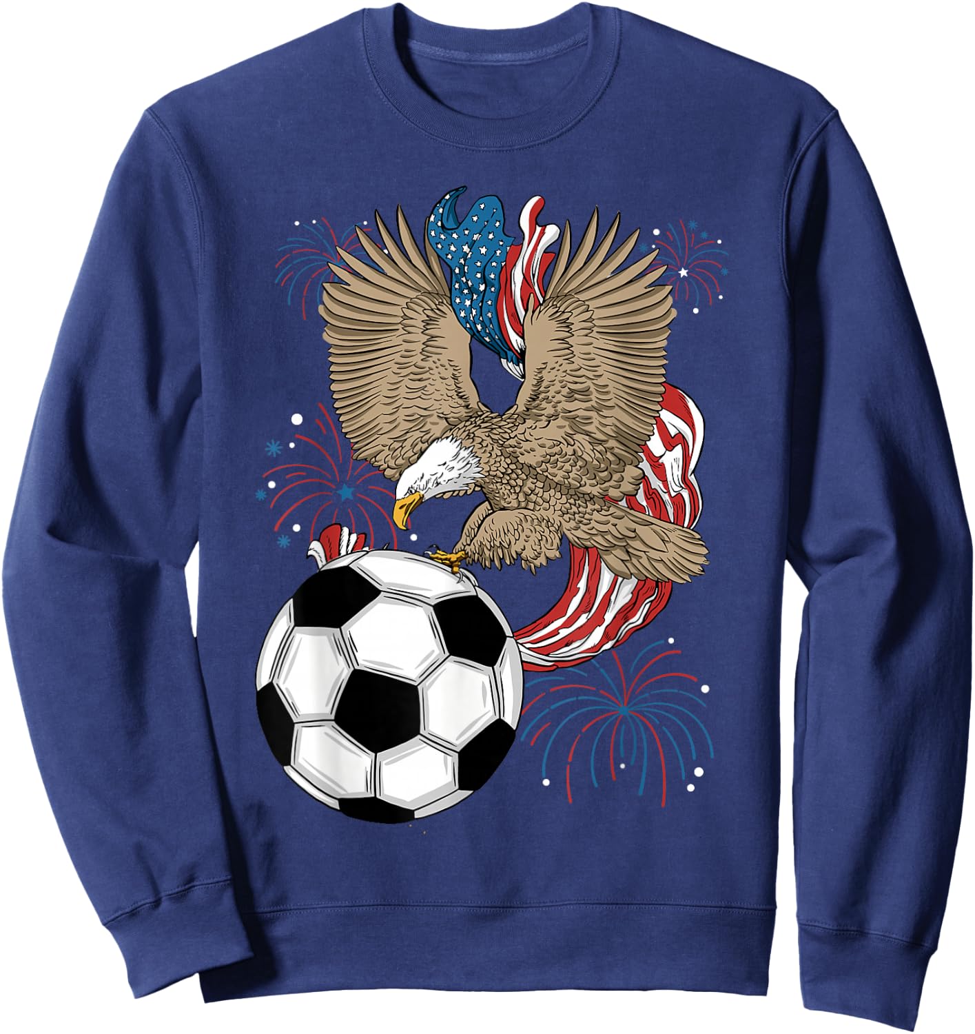 Soccer 4th Of July Eagle USA Flag America Soccer Player Women Kids Men Sweatshirt - Sweatshirt | Navy