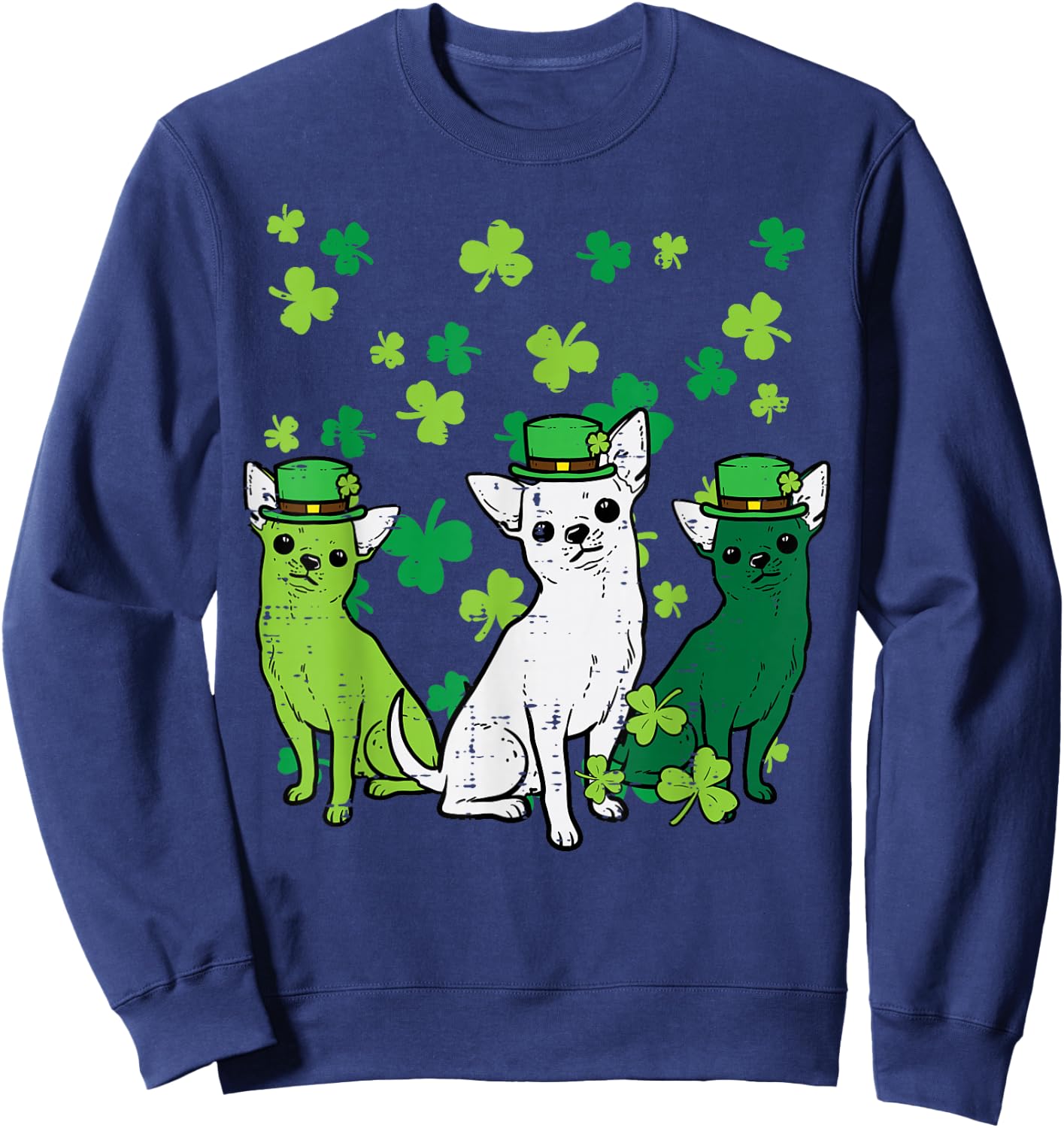 St Patricks Day Chihuahuas Dog Saint Paddys Men Women Kids Sweatshirt - Sweatshirt | Navy