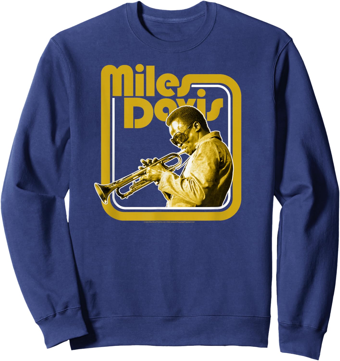 Miles Davis Retro Golden Trumpet Sweatshirt - Sweatshirt | Navy