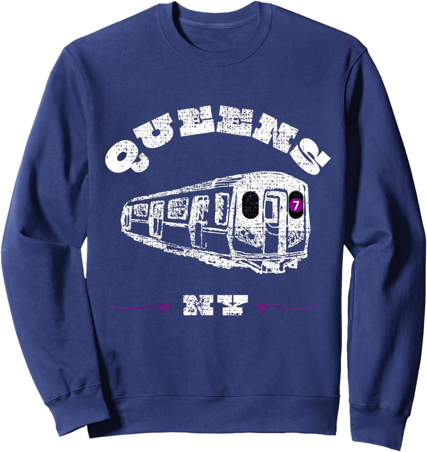 Queens New York 7 Train | New York City Borough | NYC Subway Sweatshirt - Sweatshirt | Navy