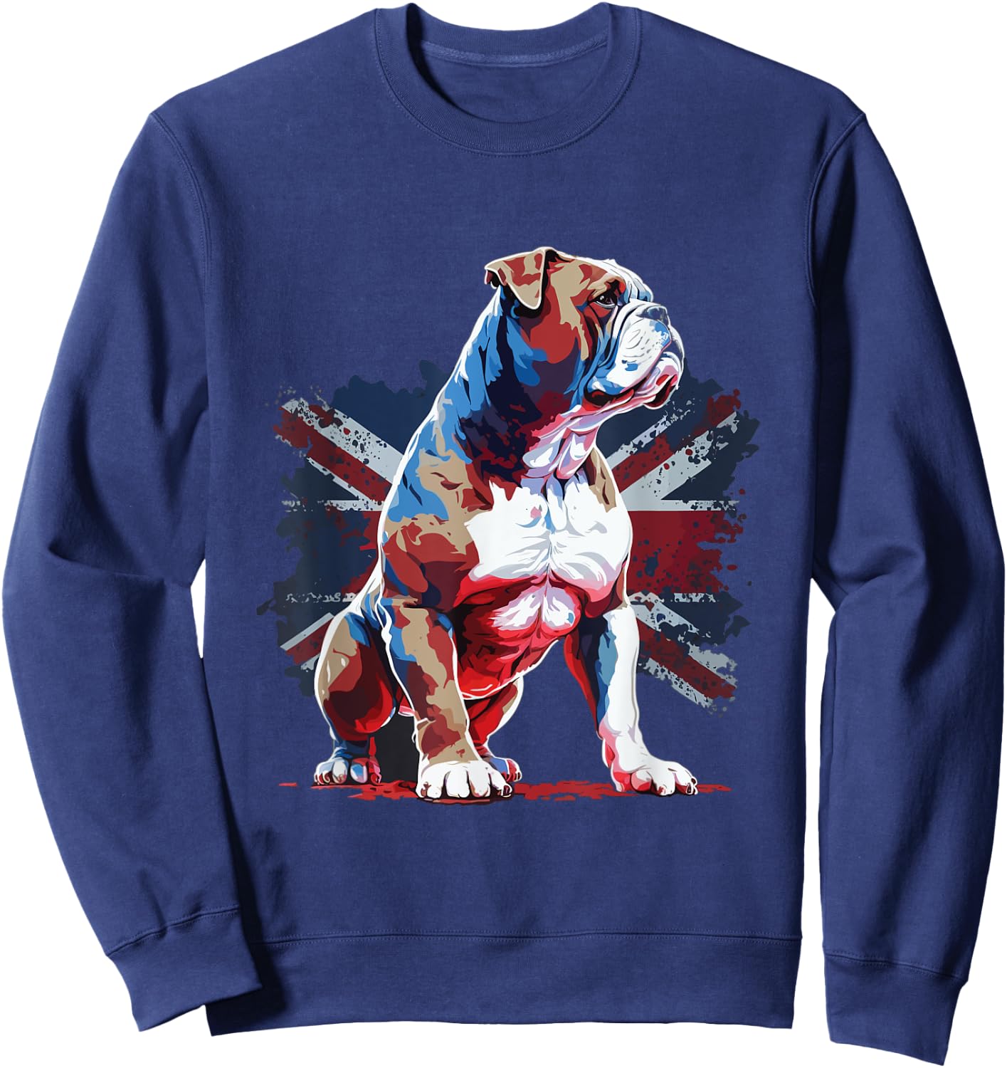 British Bulldog with union jack flag Sweatshirt - Sweatshirt | Navy