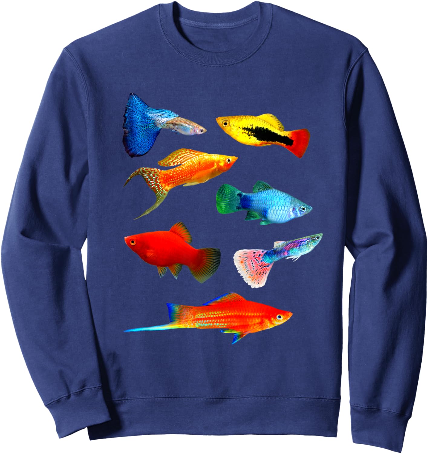 Live Bearers Fish Mollies Swordtails Guppies Platy Fish Sweatshirt - Sweatshirt | Navy