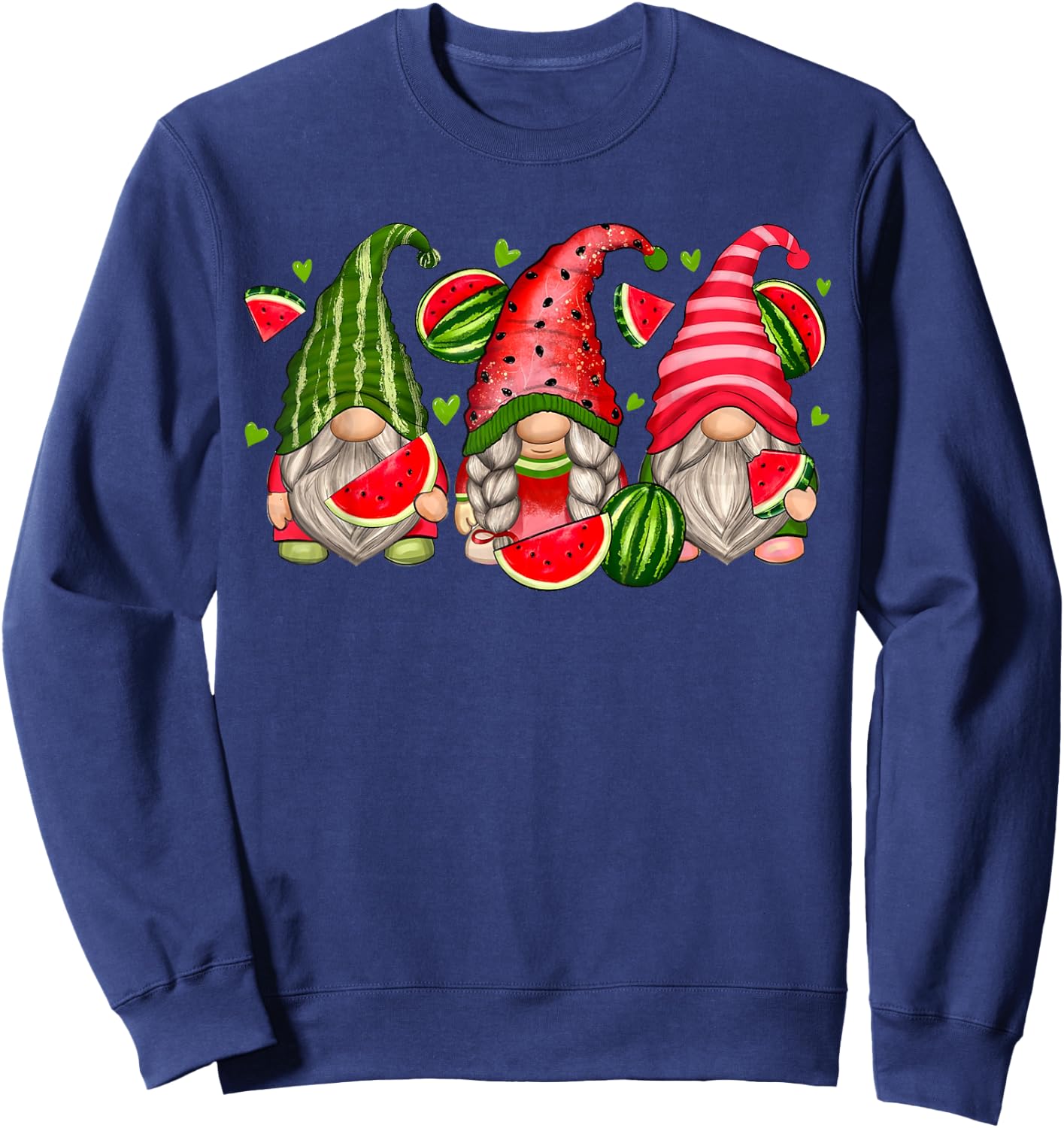 Cute Tropical Watermelon Gnomes Gnomies Summer Vacation Kids Sweatshirt - Sweatshirt | Navy