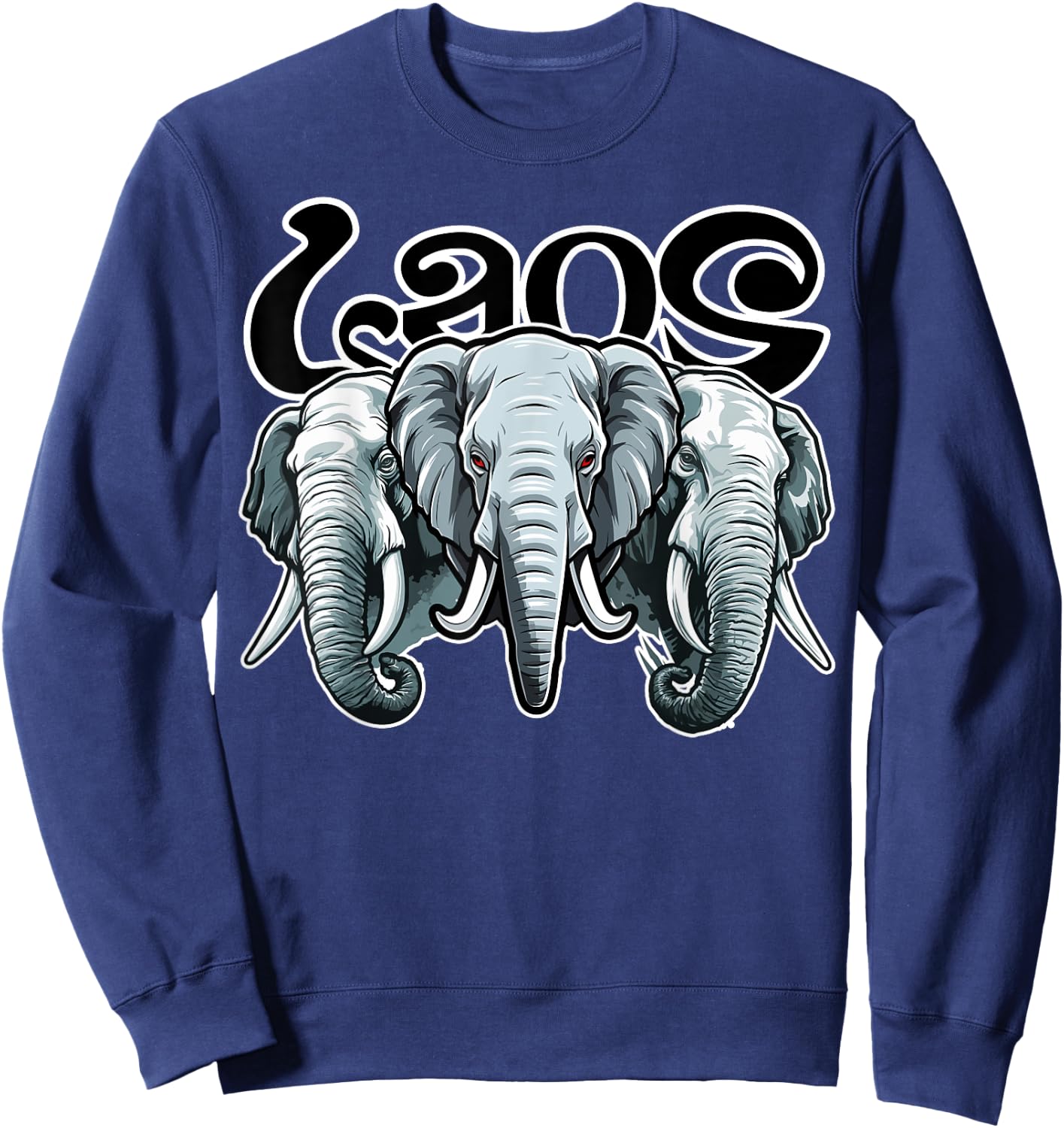 Lao Laos Three Headed Elephant South East Asian Sweatshirt - Sweatshirt | Navy