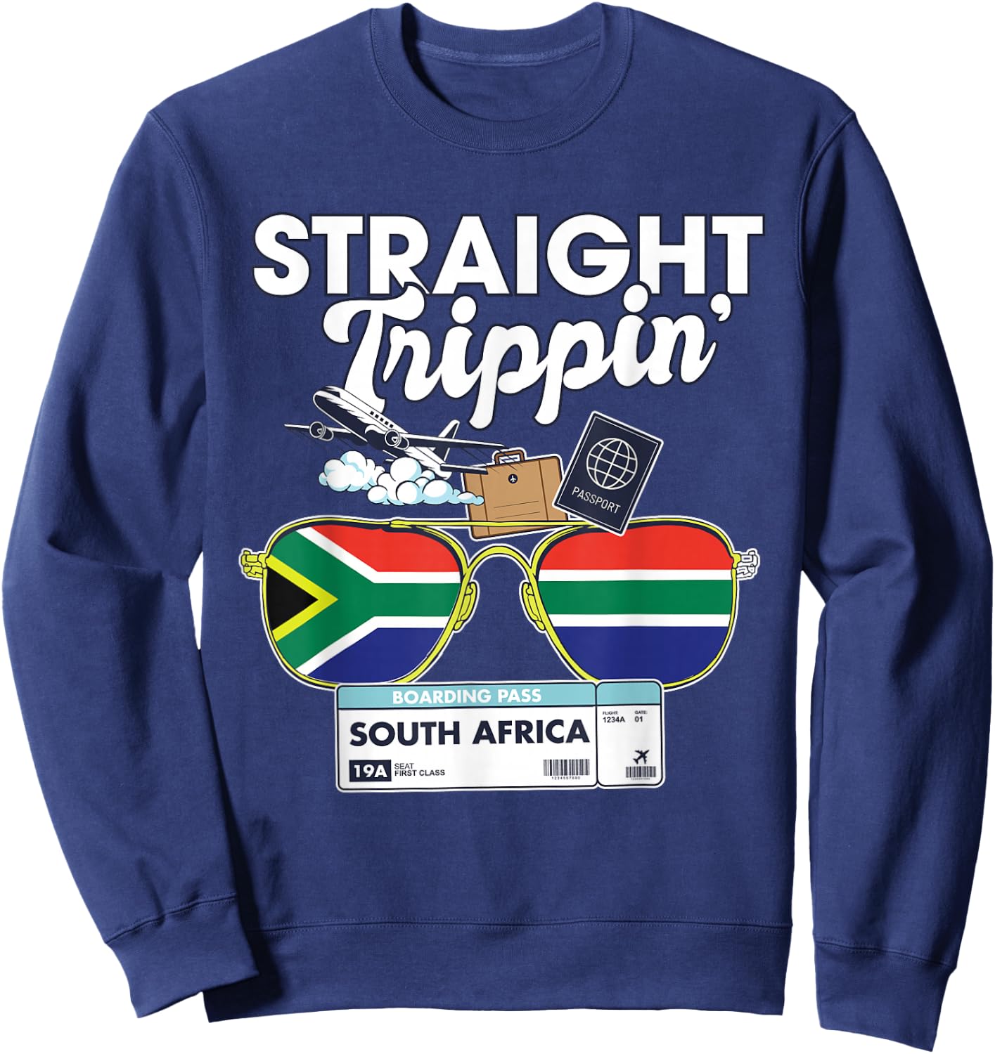 Straight Trippin' South Africa Vacation Tour Travel Trip Sweatshirt - Sweatshirt | Navy