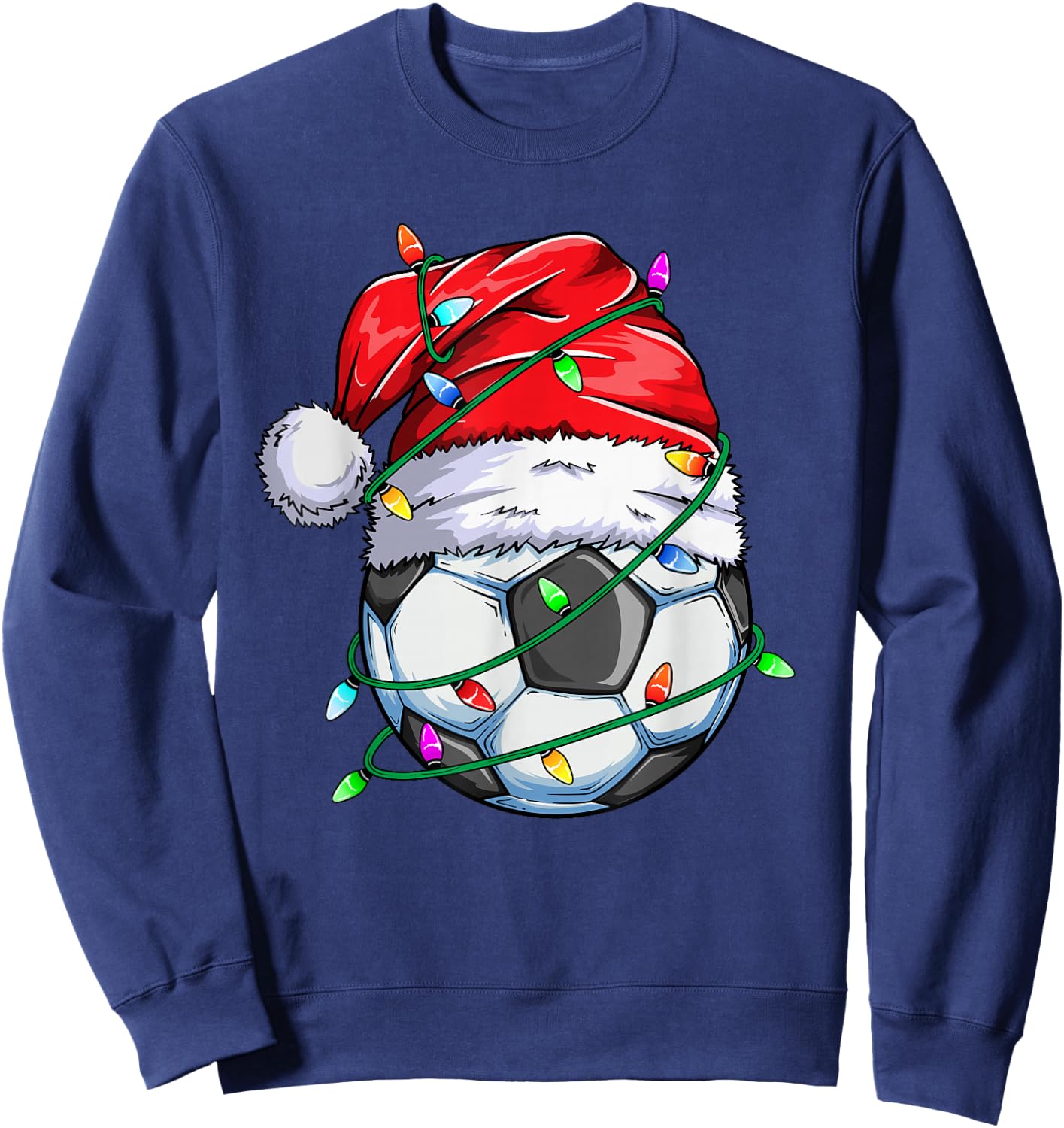 Santa Soccer Ball Sports Design- Christmas Soccer Player Sweatshirt - Sweatshirt | Navy