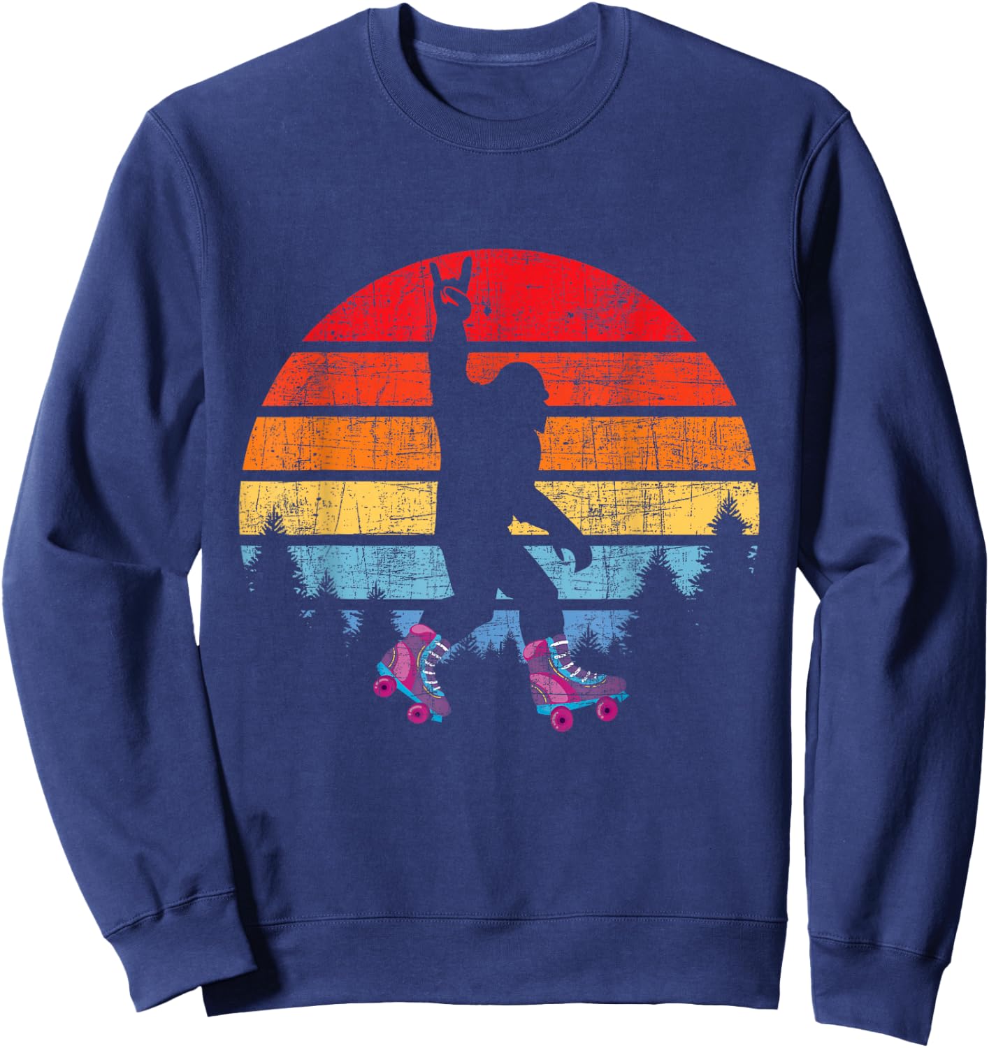 Retro Vintage Bigfoot Skater - Roller Skating Roller Derby Sweatshirt - Sweatshirt | Navy