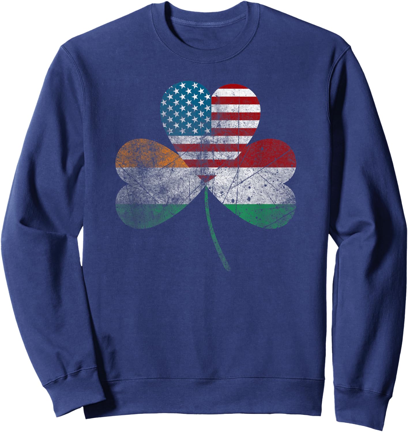 Half Irish Half Italian American Flag Shamrock Heritage Sweatshirt - Sweatshirt | Navy