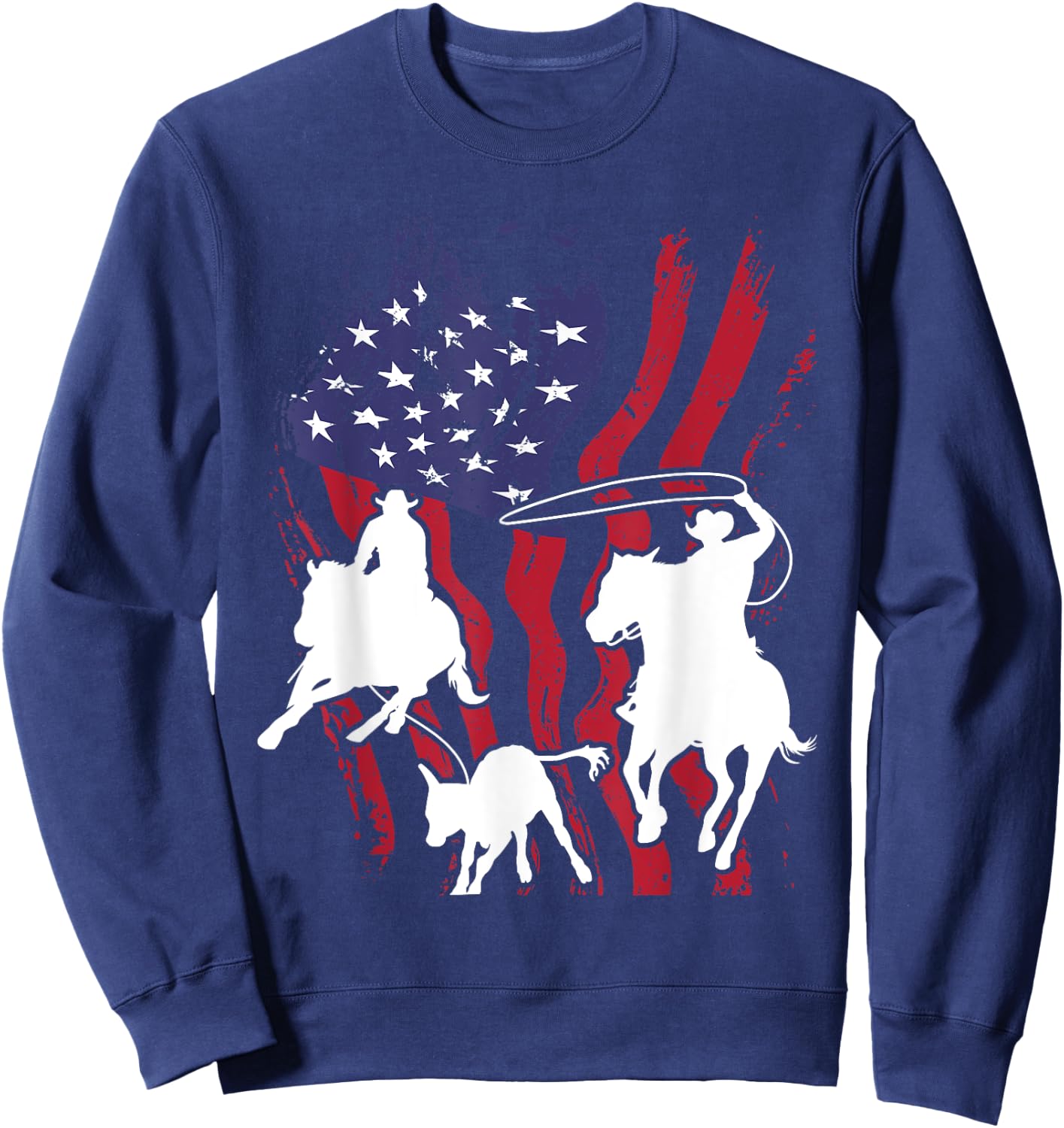 Rodeo Team Roping - Horse Riding Equestrian Header Heeler Sweatshirt - Sweatshirt | Navy