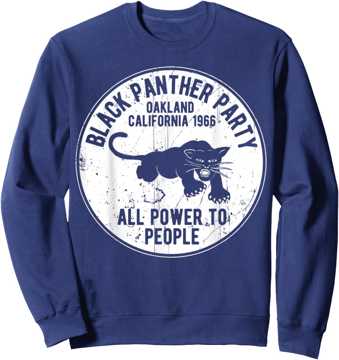 Oakland California 1966 Black Panther Party Distressed Sweatshirt - Sweatshirt | Navy