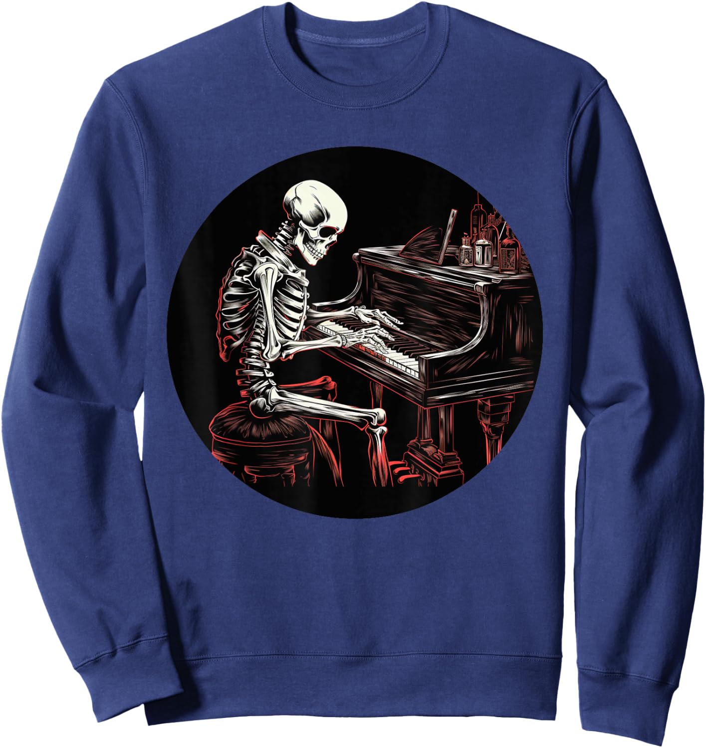Funny Skeleton with Piano Keyboard for classical Music Fans Sweatshirt - Sweatshirt | Navy