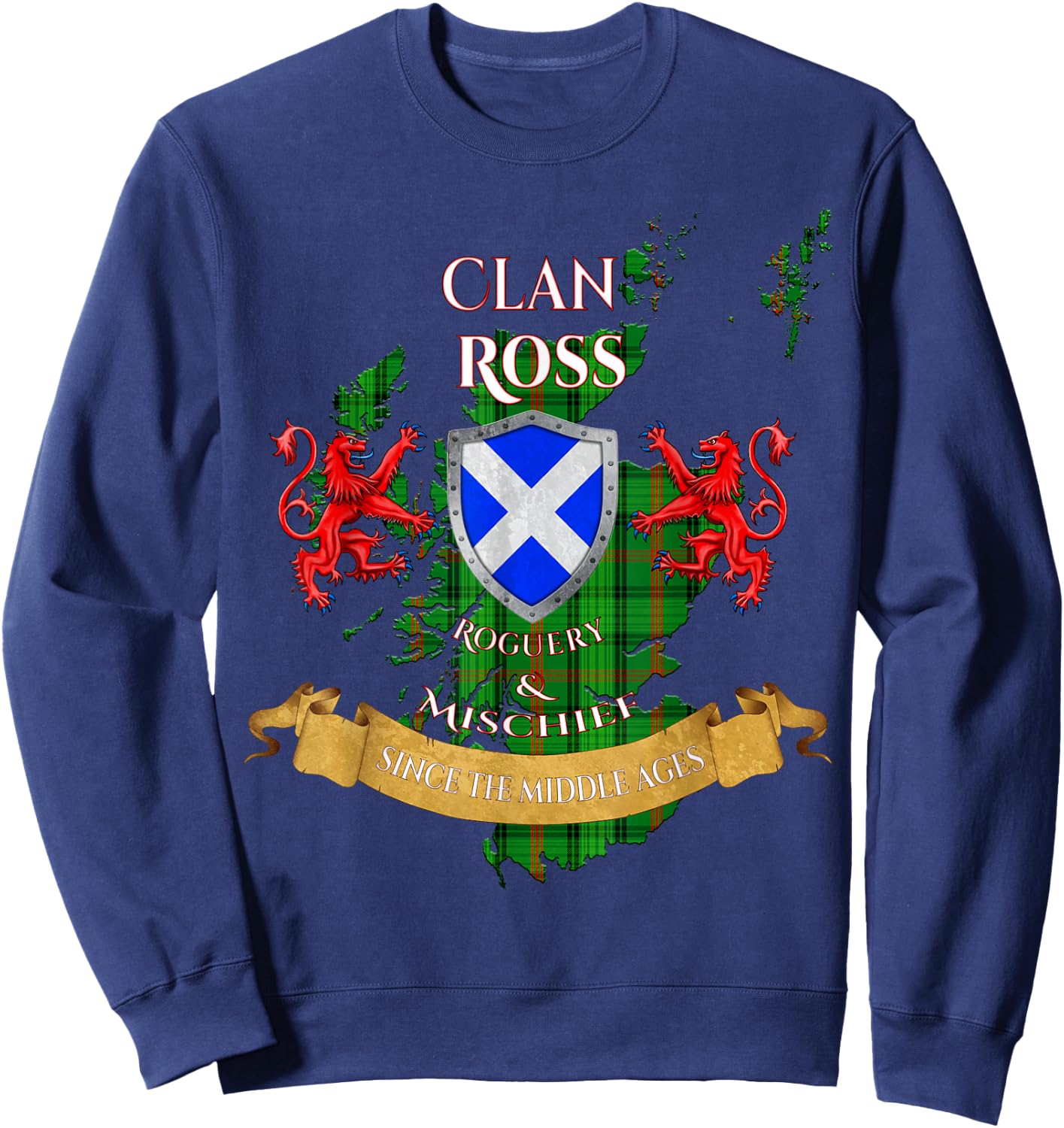 Ross Scottish Family Clan Middle Ages Mischief Sweatshirt - Sweatshirt | Navy