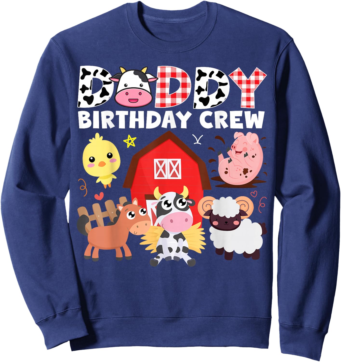 Cow Daddy Birthday Crew Farm Theme Animals Birthday Party Sweatshirt - Sweatshirt | Navy