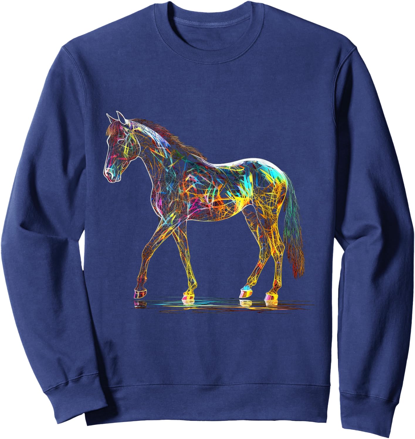Horse Art Colourful Horse Motif Artwork Horse Sweatshirt - Sweatshirt | Navy