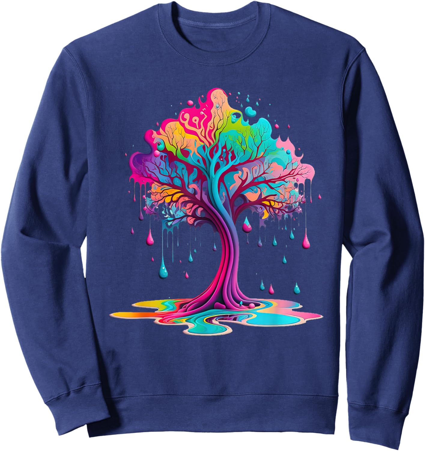 Paint Drip Tree , Paint Splash Tree of Life Sweatshirt - Sweatshirt | Navy