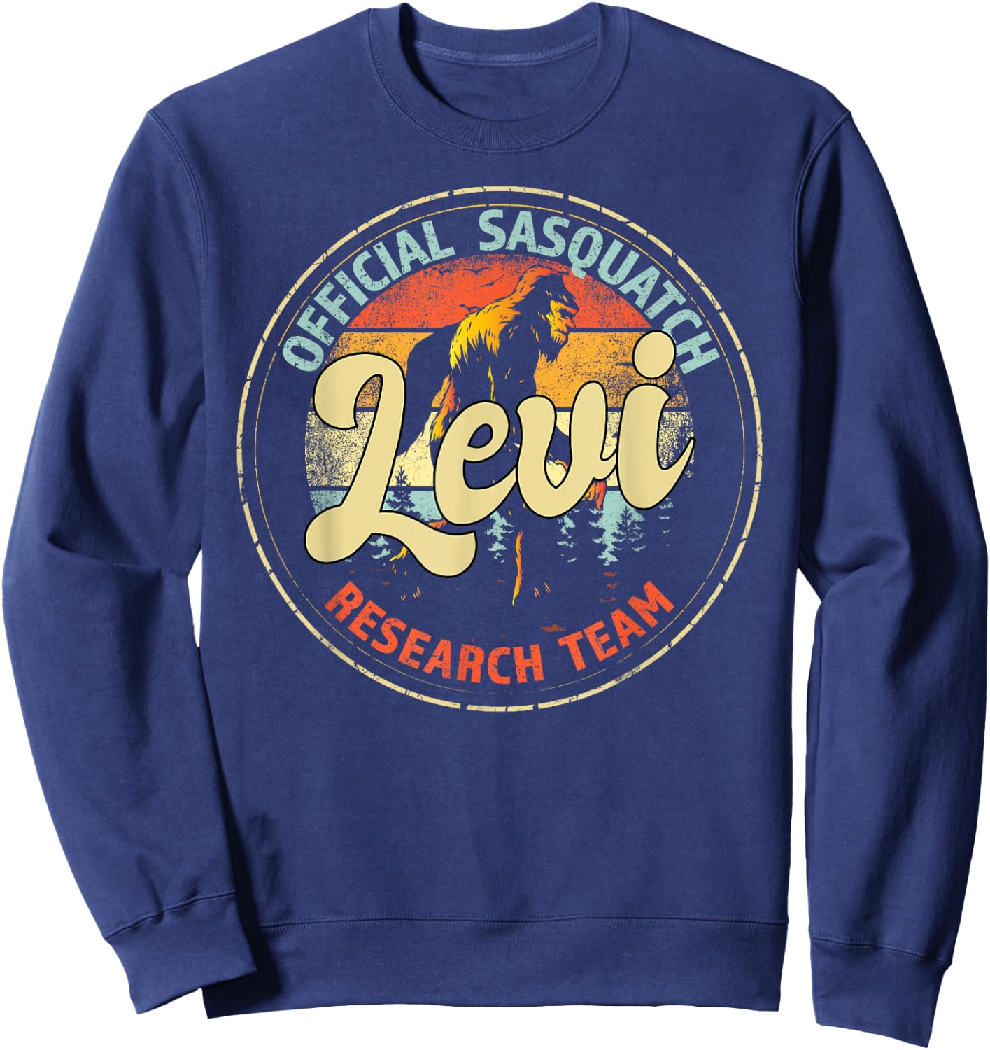Levi Sasquatch Research Team Personalized Bigfoot Sweatshirt - Sweatshirt | Navy