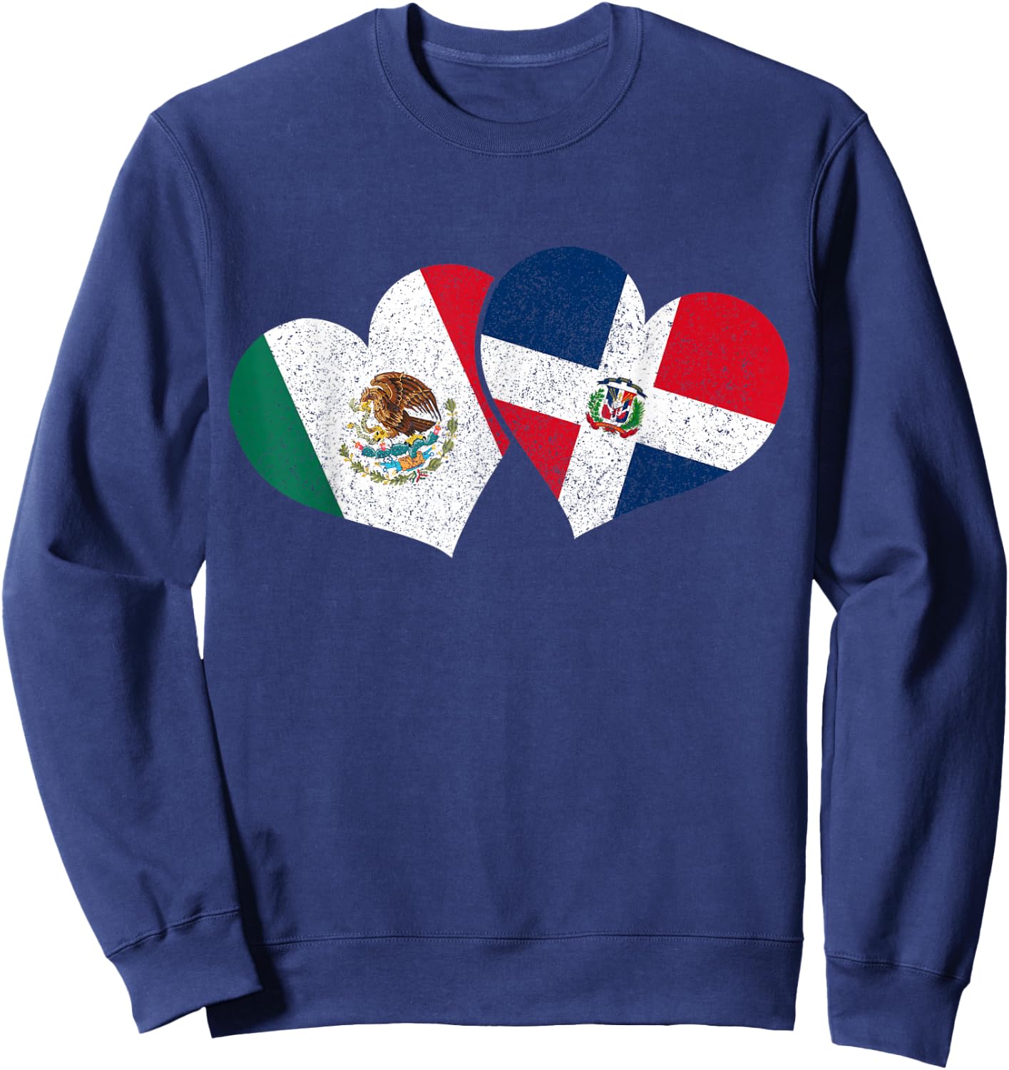 Mexico Dominican Republic Hearts Mexican Flag Pride Heritage Sweatshirt - Sweatshirt | Navy