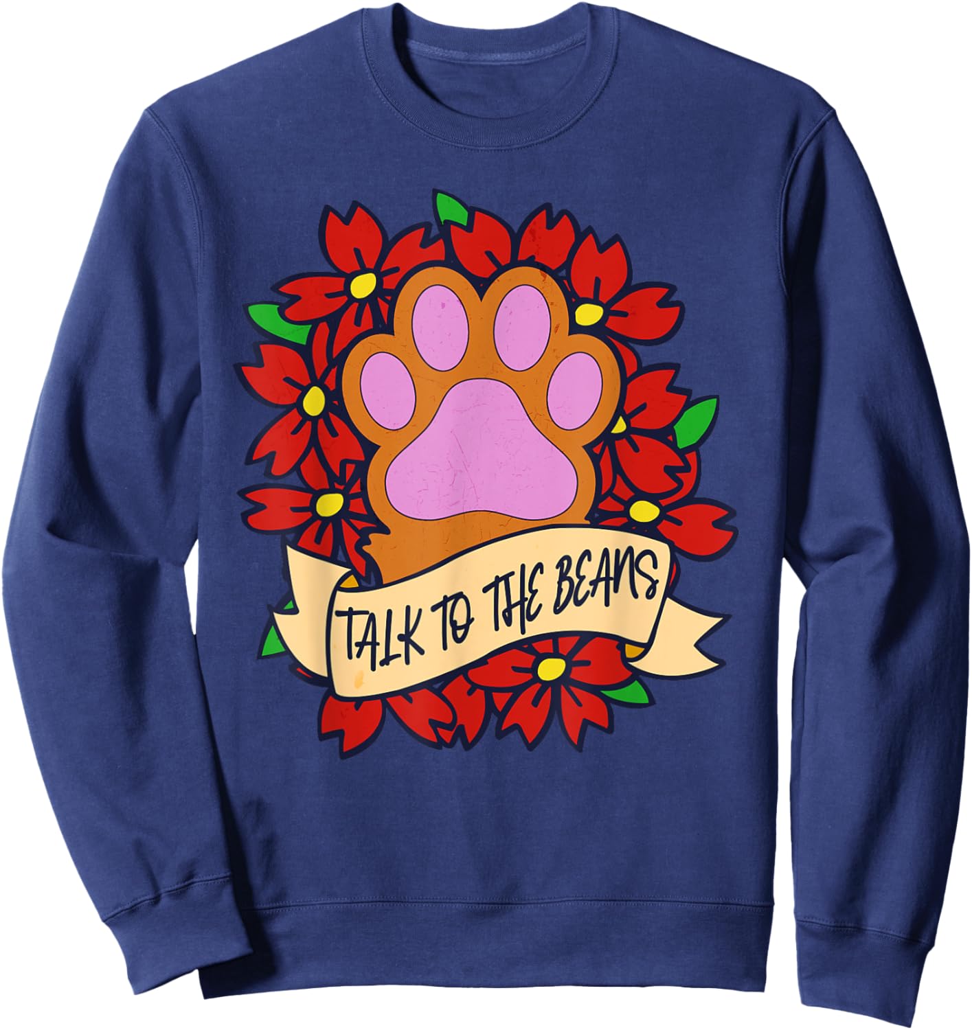 Talk to the Toe Beans Funny Cat Person Women Kids Sweatshirt - Sweatshirt | Navy
