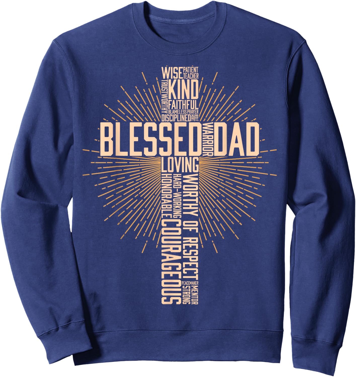 Father's Day Gift Dad Husband Blessed Dad Christian Sweatshirt - Sweatshirt | Navy
