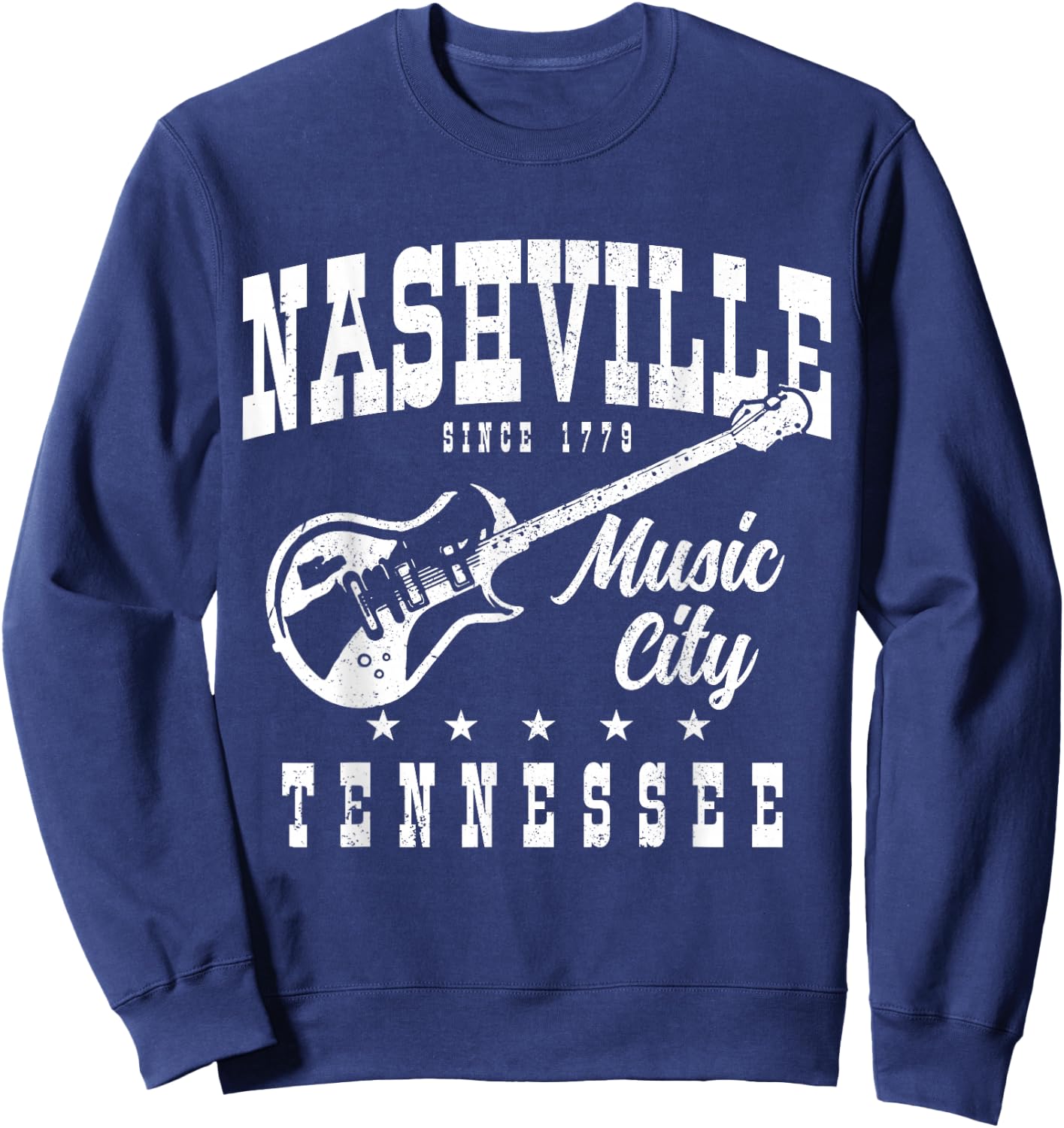 Nashville Tennessee Country Music City Guitar Player Vintage Sweatshirt - Sweatshirt | Navy