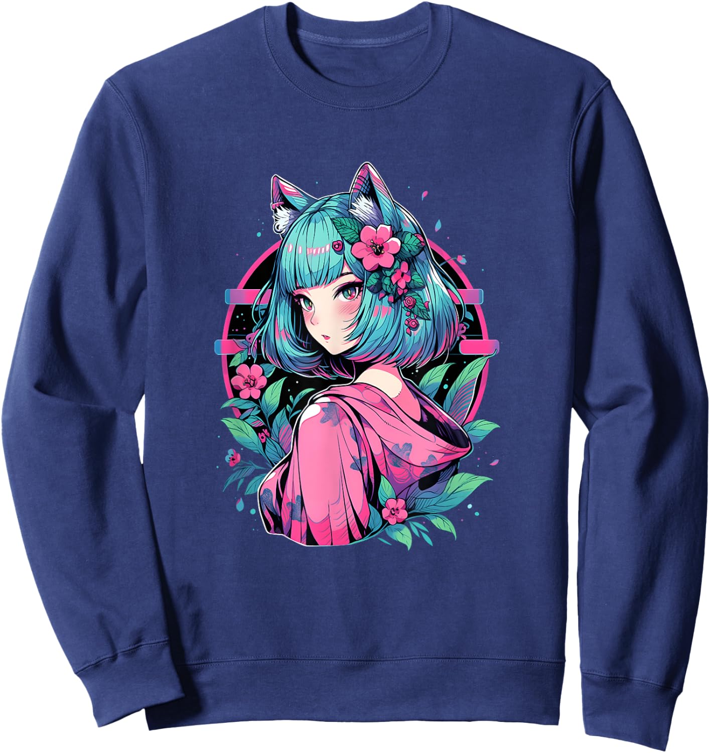 Anime Girl Anime Otaku Japanese Aesthetic Sweatshirt - Sweatshirt | Navy