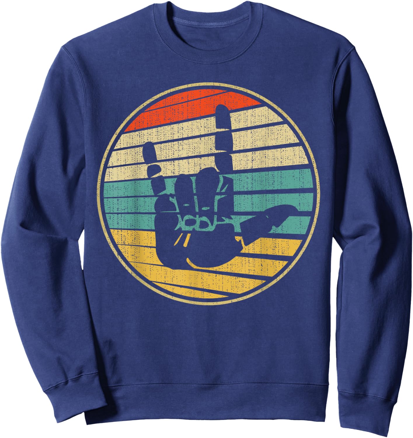 Vintage Retro 70s 80s Interpreter ASL I Love You Hand Sign Sweatshirt - Sweatshirt | Navy