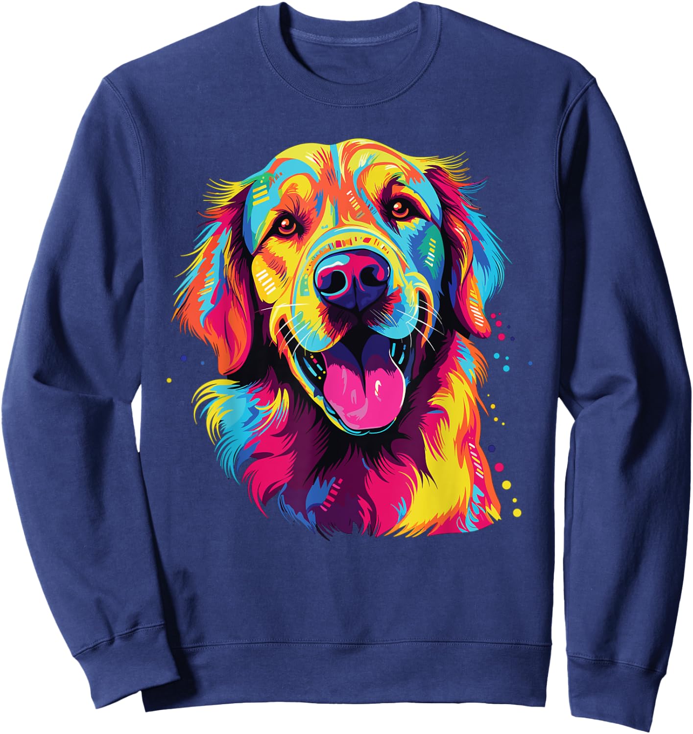 Watercolor Colorful Golden Retriever Dog Men Women Girls Kids Sweatshirt - Sweatshirt | Navy