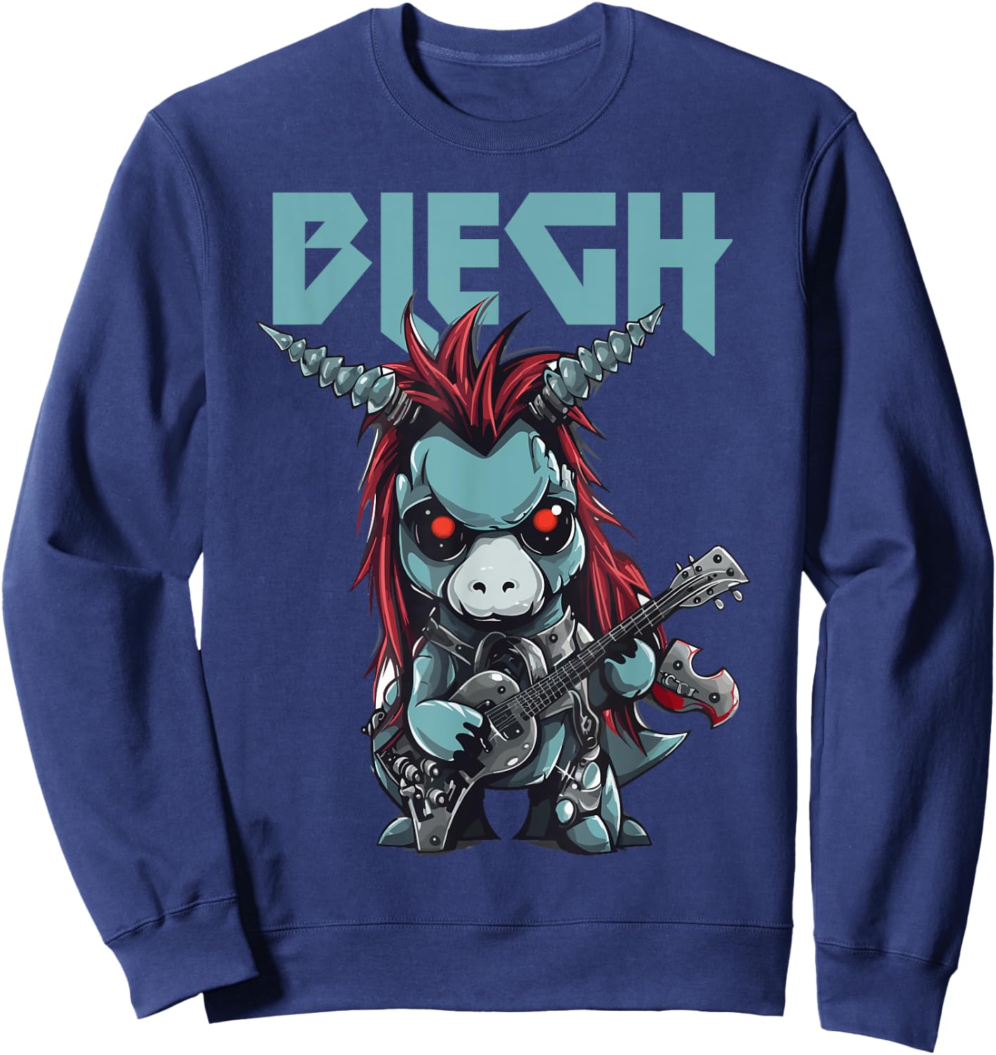 Blegh Heavy Metal Metalcore Unicorn Sweatshirt - Sweatshirt | Navy