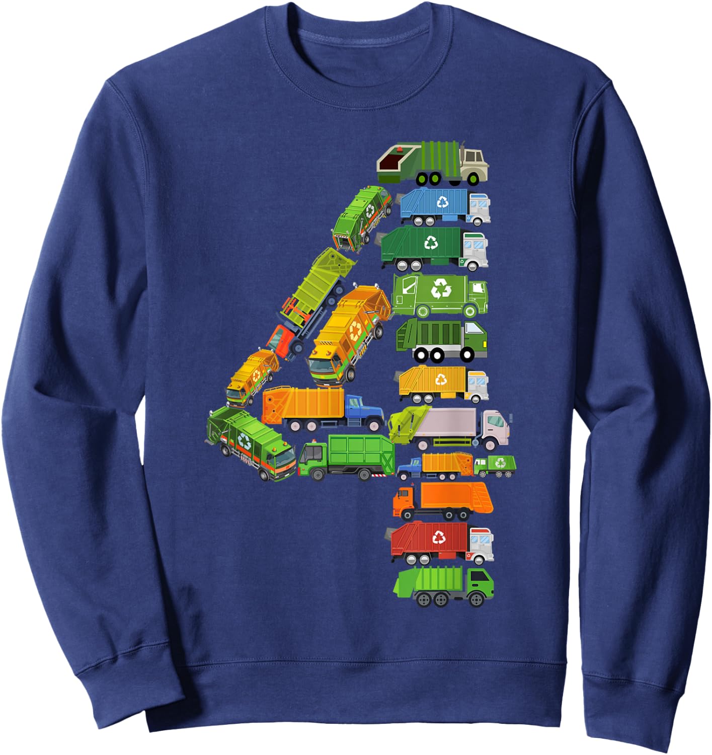 Garbage Truck Themed 4th Birthday Party 4 Year Old Boys Kids Sweatshirt - Sweatshirt | Navy