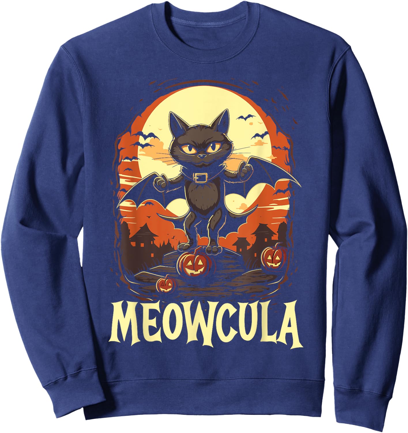 Dracula Halloween Scary Trick Or Treat Spooky Vampire Sweatshirt - Sweatshirt | Navy
