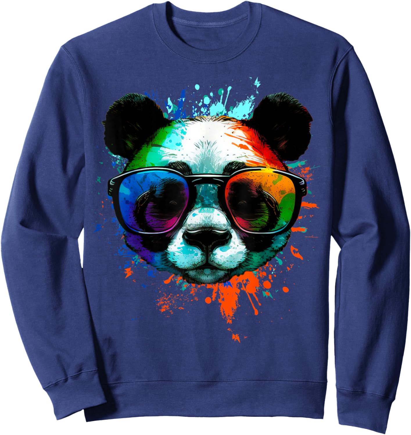 Cool Panda with sunglasses with Colorful Ink Splashes Sweatshirt - Sweatshirt | Navy
