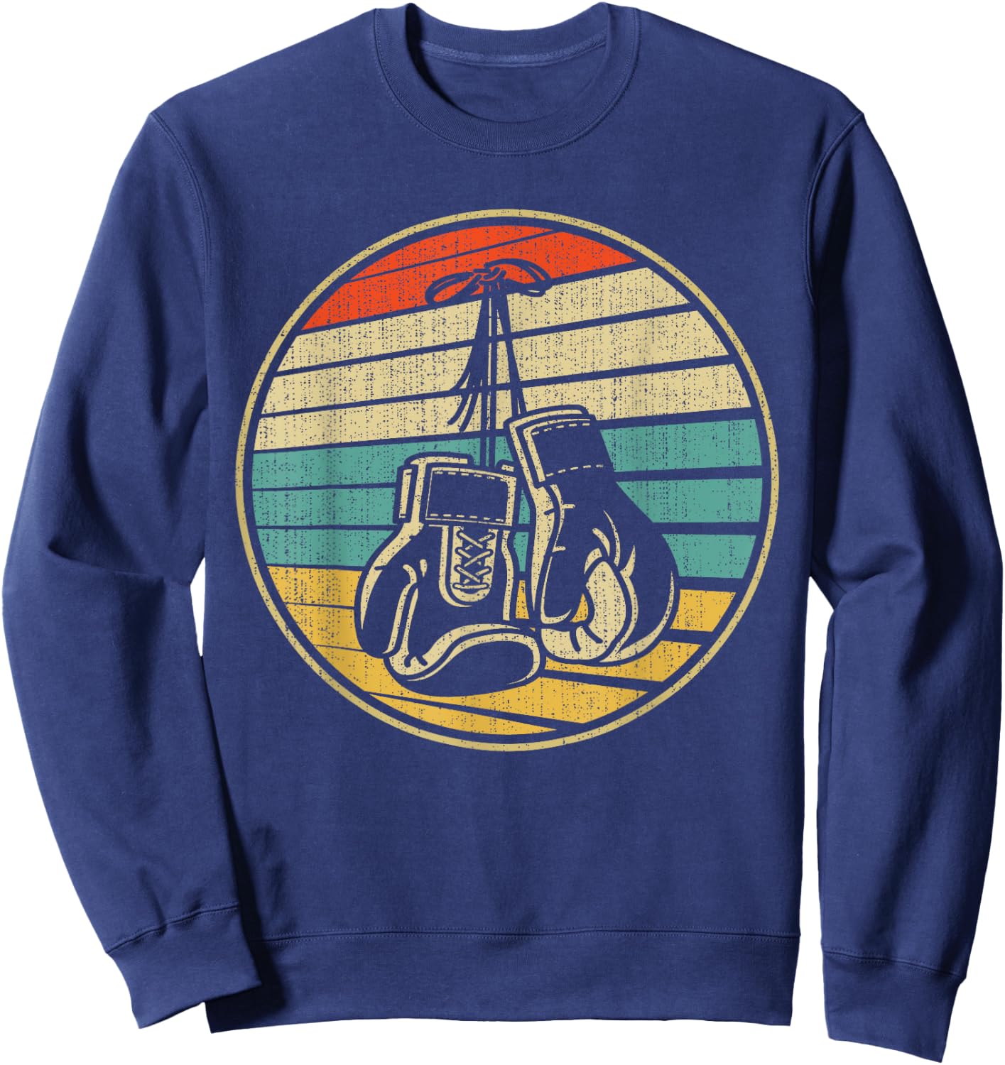 Vintage Retro 60s 70s Style Boxing Gloves Boxer Player Lover Sweatshirt - Sweatshirt | Navy