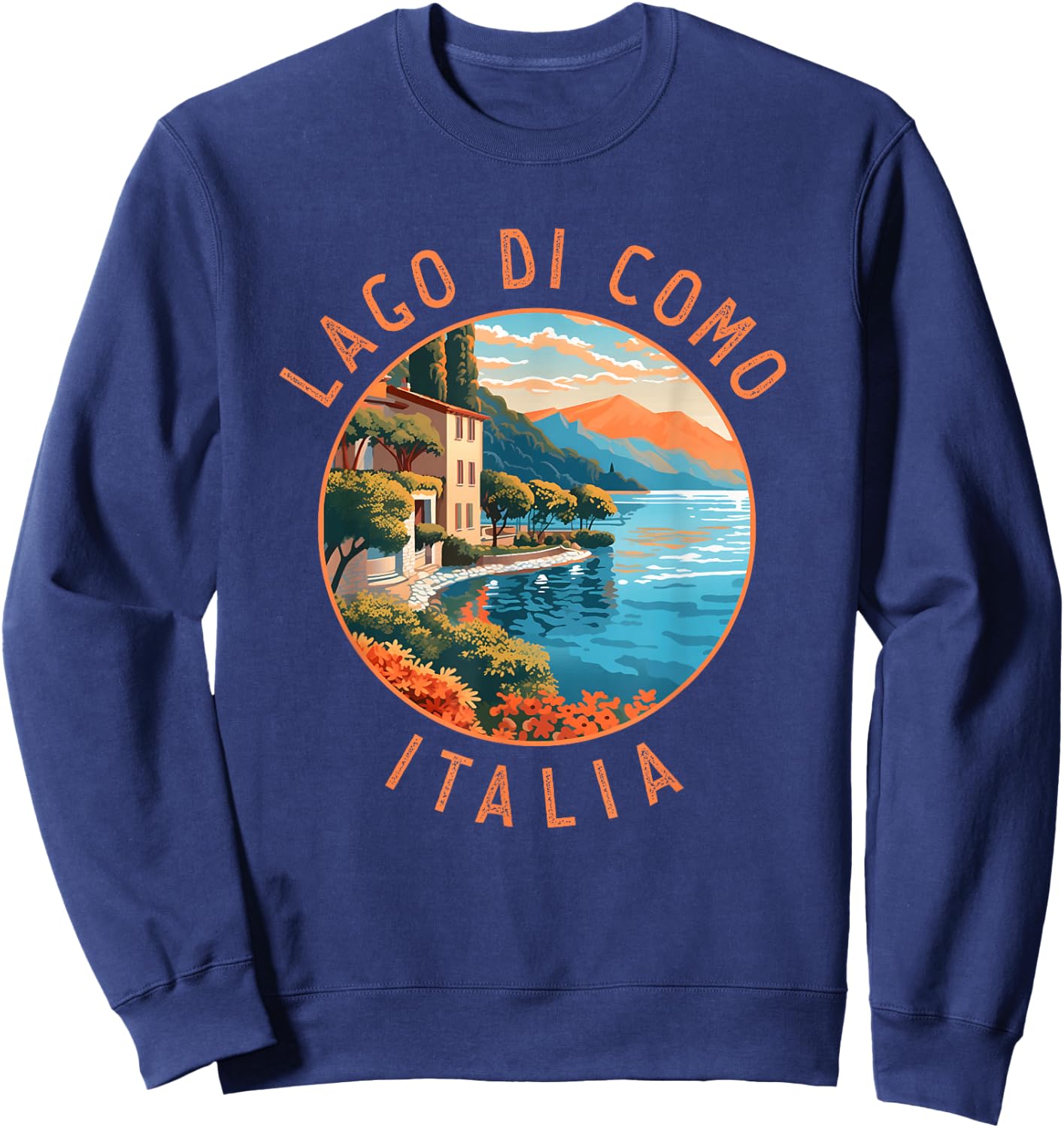 Lago di Como Italia Distressed Circle Vintage Sweatshirt - Sweatshirt | Navy