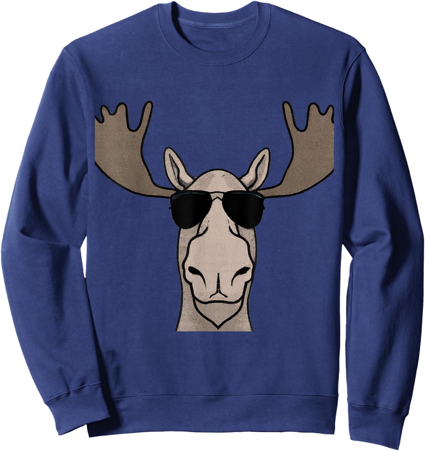 Moose Wearing Sunglasses Shades Retro Vintage Moose Sweatshirt - Sweatshirt | Navy