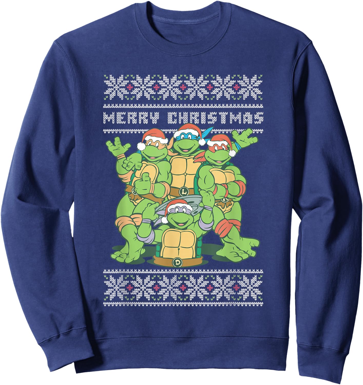 Teenage Mutant Ninja Turtles Christmas Ugly Sweater Group Sweatshirt - Sweatshirt | Navy