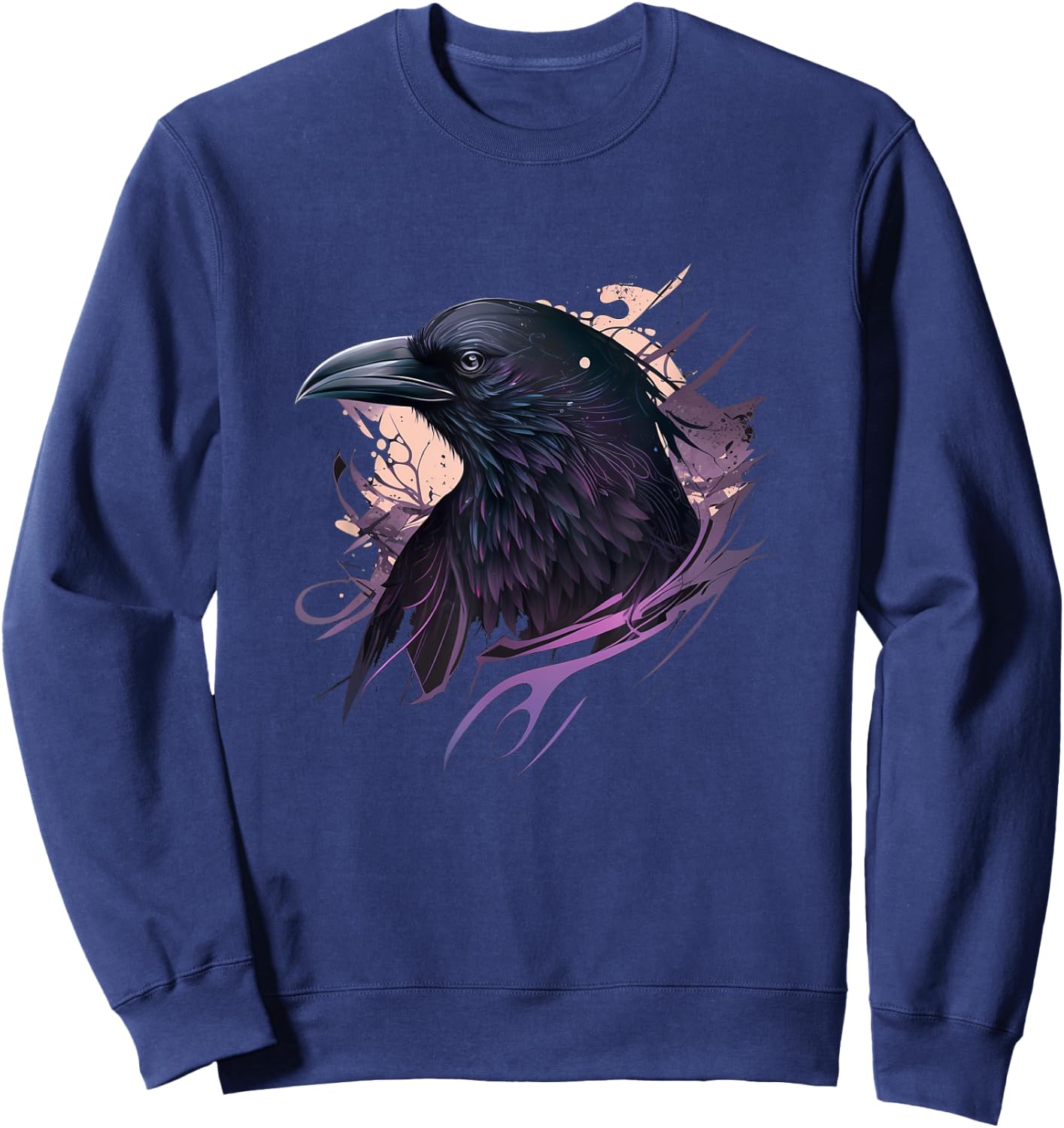 Raven Graphic Goth Black Crow Sweatshirt - Sweatshirt | Navy