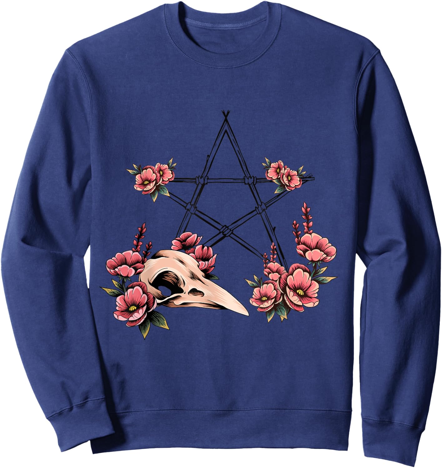 Pagan Witchcraft Pentagram Bird Skull Pagan Altar Sweatshirt - Sweatshirt | Navy